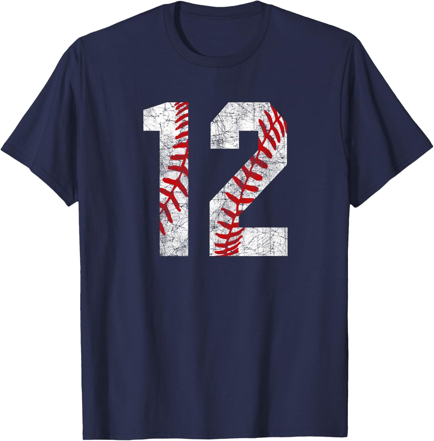 Vintage Baseball Mom #12 Jersey Baseball Favorite Player T-Shirt - T-Shirt | Navy