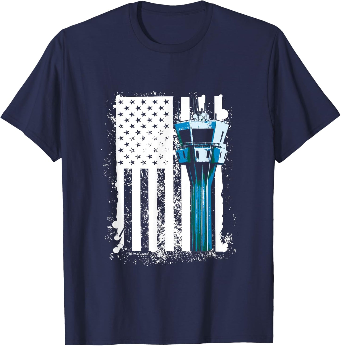 Air Traffic Controller US Flag ATC Flight Control T-Shirt - T-Shirt | Navy