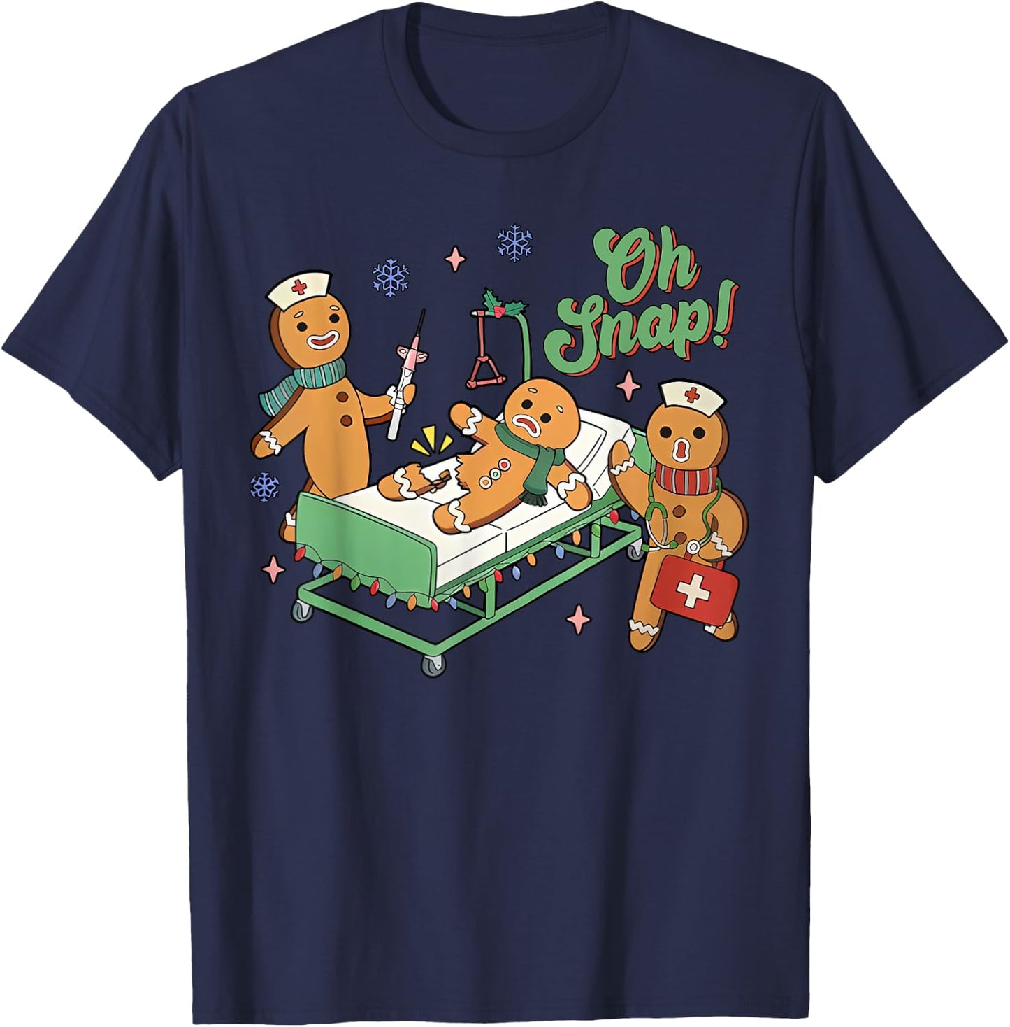 Christmas Nurse Oh Snap Gingerbreads Bone Snap Nurse Team T-Shirt - T-Shirt | Navy