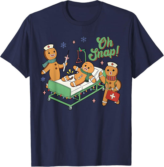Christmas Nurse Oh Snap Gingerbreads Bone Snap Nurse Team T-Shirt - T-Shirt | Navy
