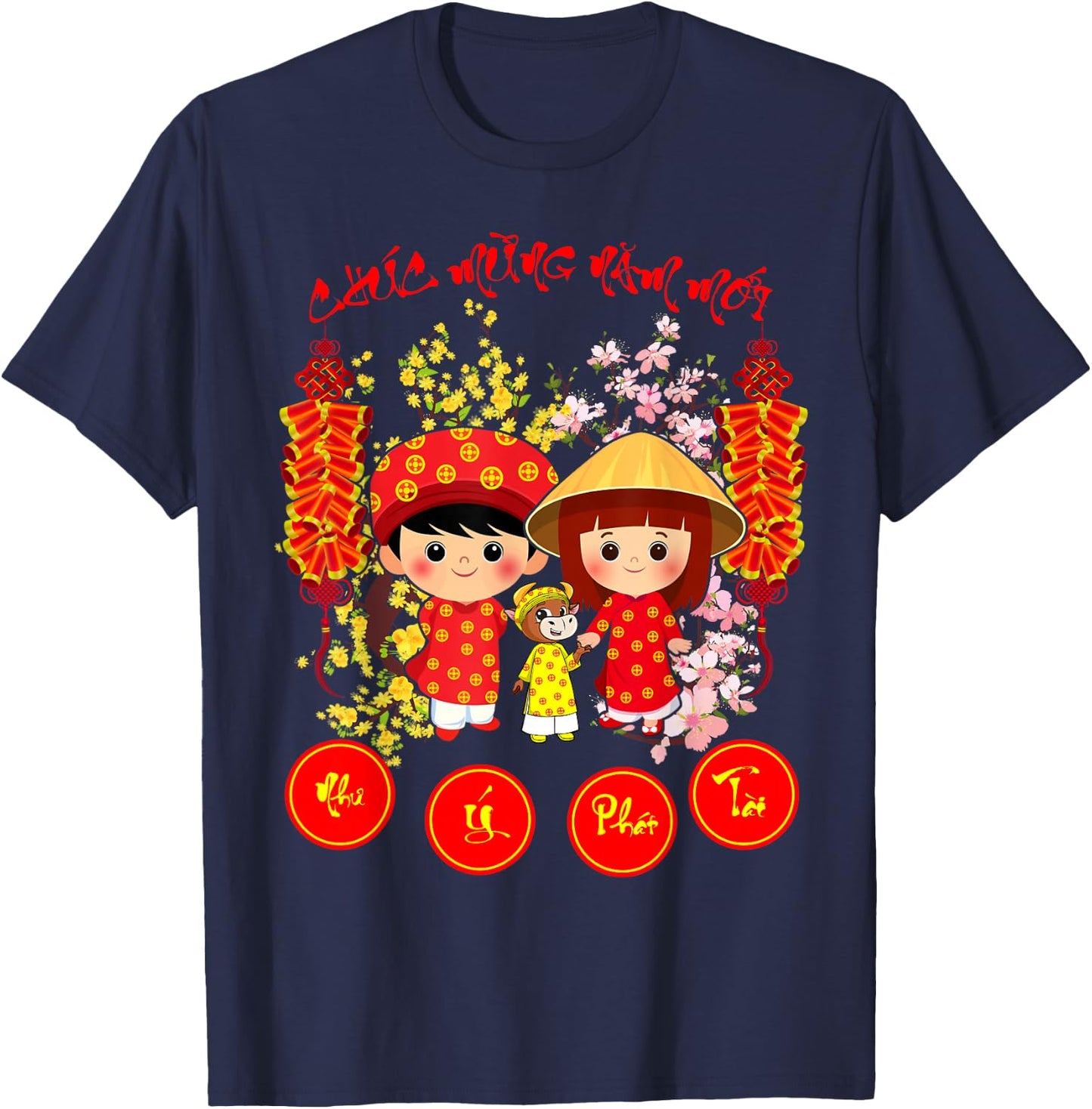 Chuc Mung Nam Moi 2026 Year Of the Horse Vietnamese Tet T-Shirt - T-Shirt | Navy