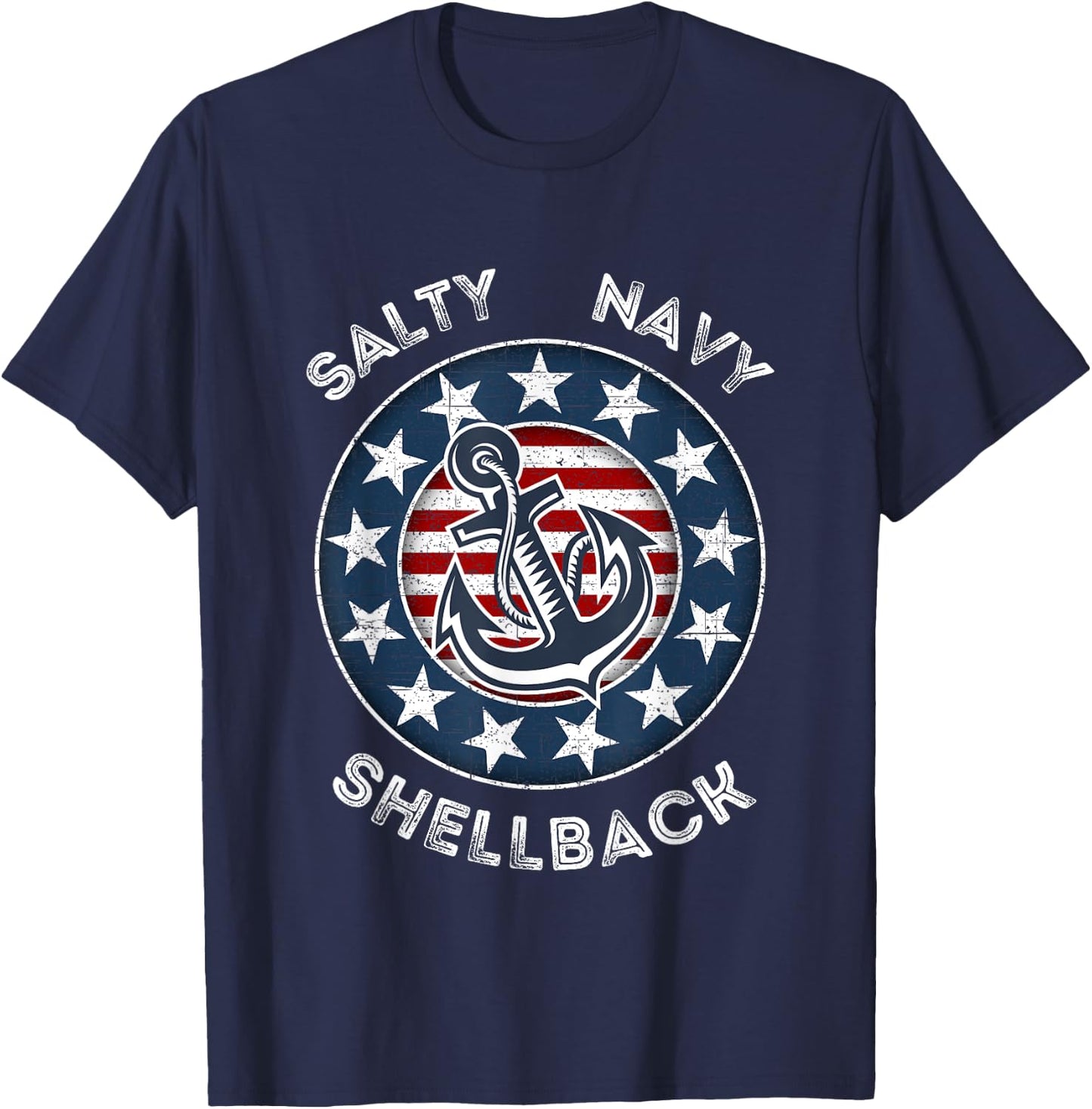 Navy Salty Shellback American Flag and Anchor T-Shirt - T-Shirt | Navy