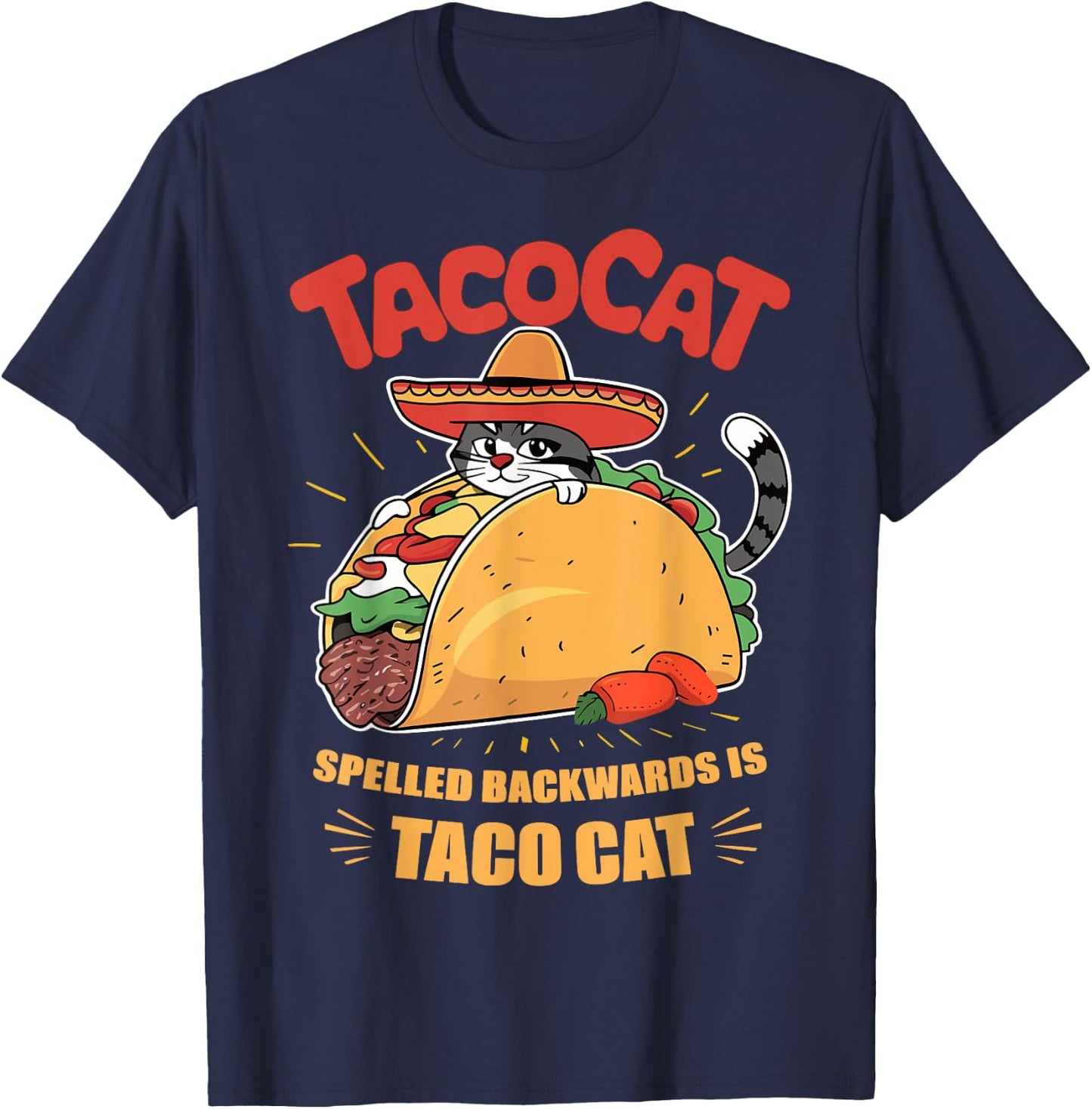 Taco Cat Funny Cinco De Mayo Women Kids T-Shirt - T-Shirt | Navy