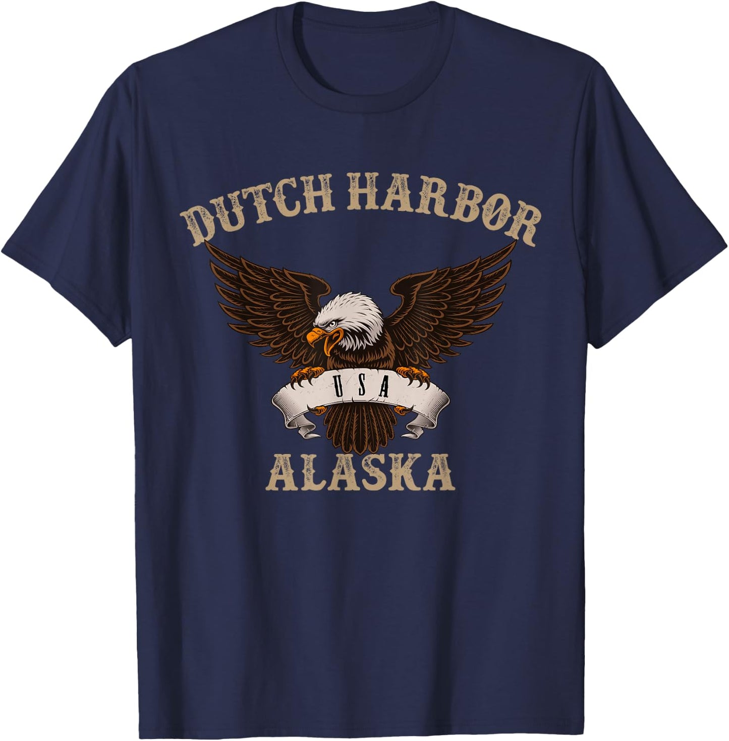 Dutch Harbor Alaska USA Bald Eagle T-Shirt - T-Shirt | Navy