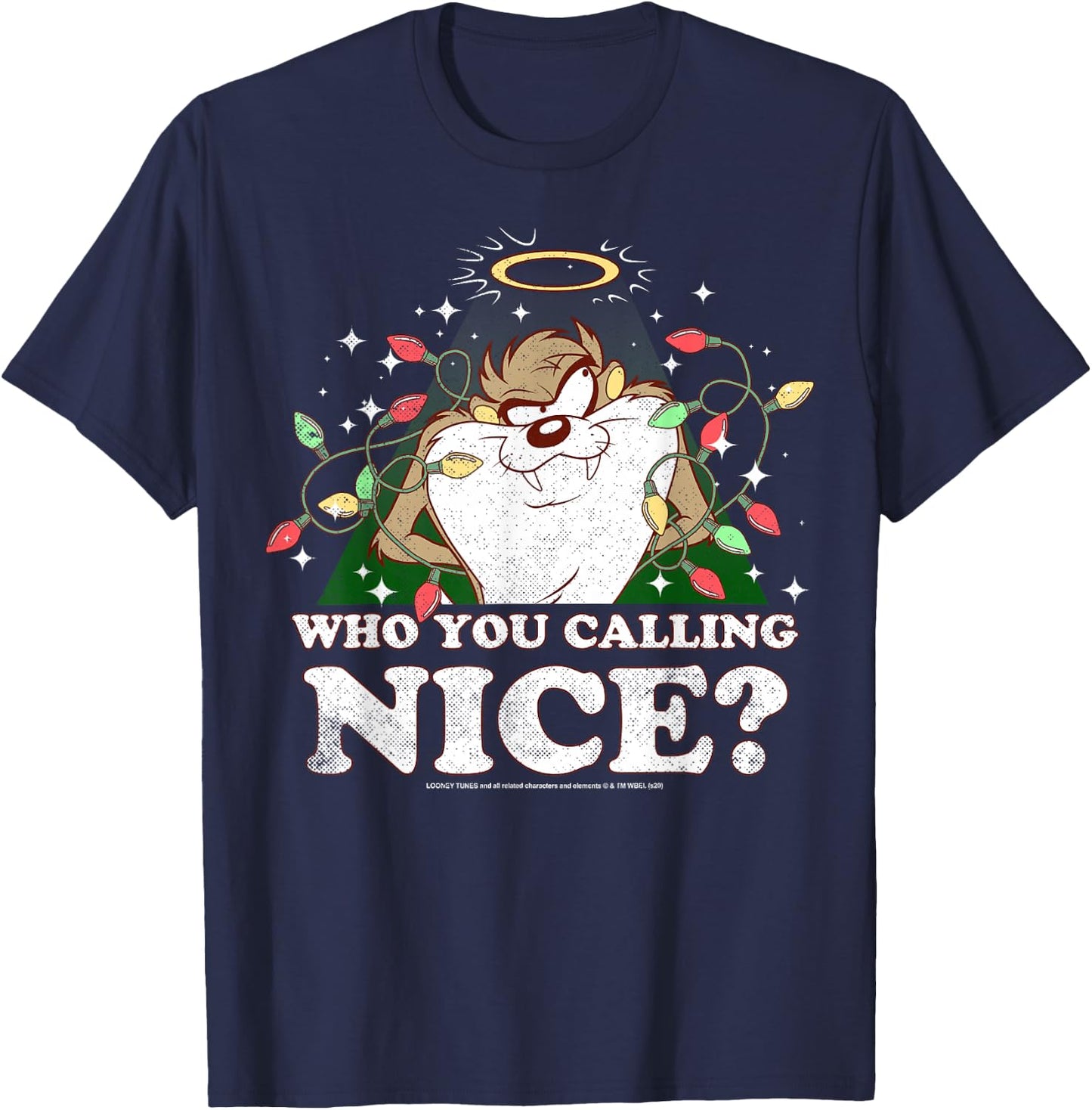 Looney Tunes Christmas Taz Who You Calling Nice T-Shirt - T-Shirt | Navy