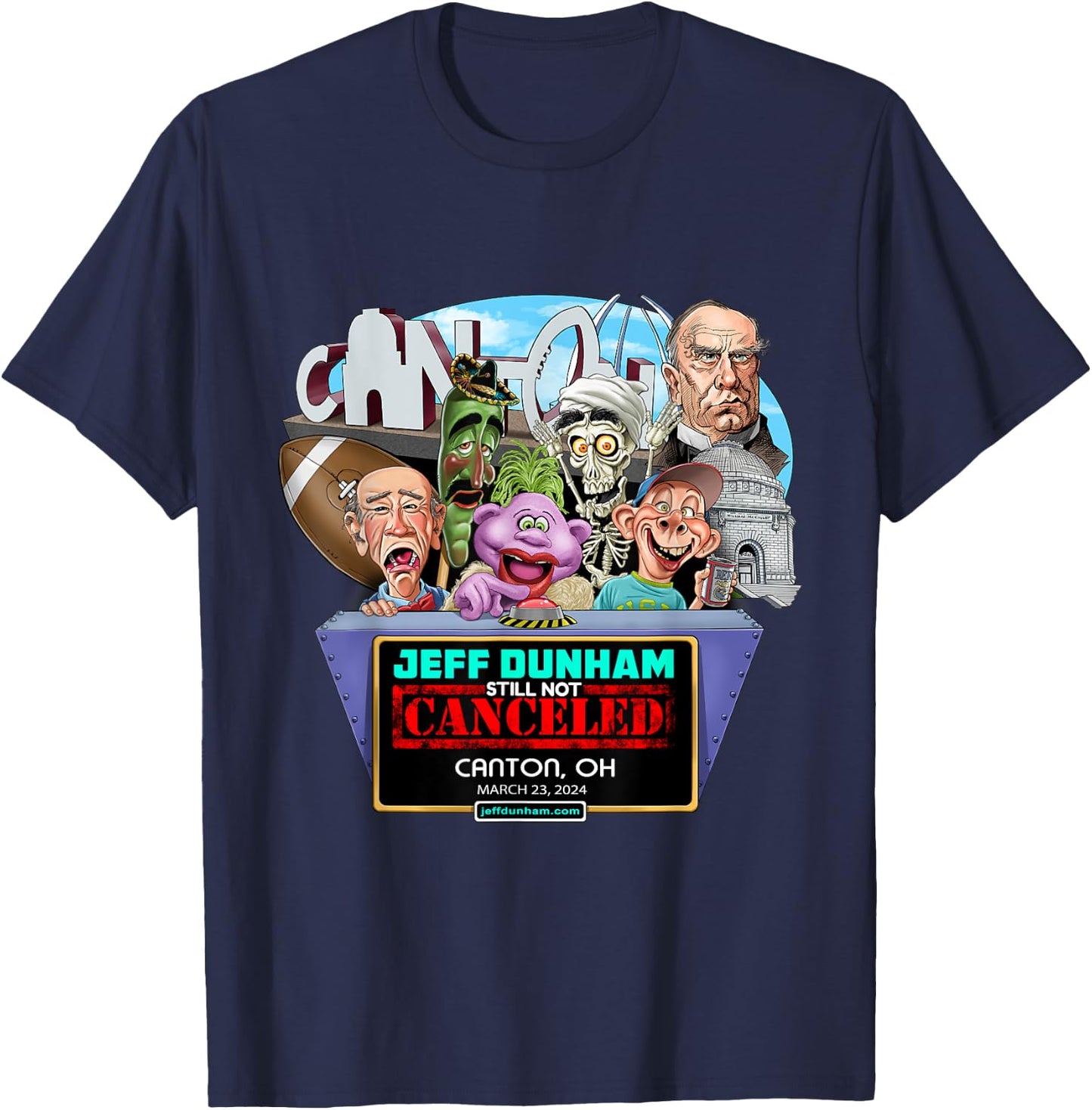 Jeff Dunham Canton, OH (2024) T-Shirt - T-Shirt | Navy