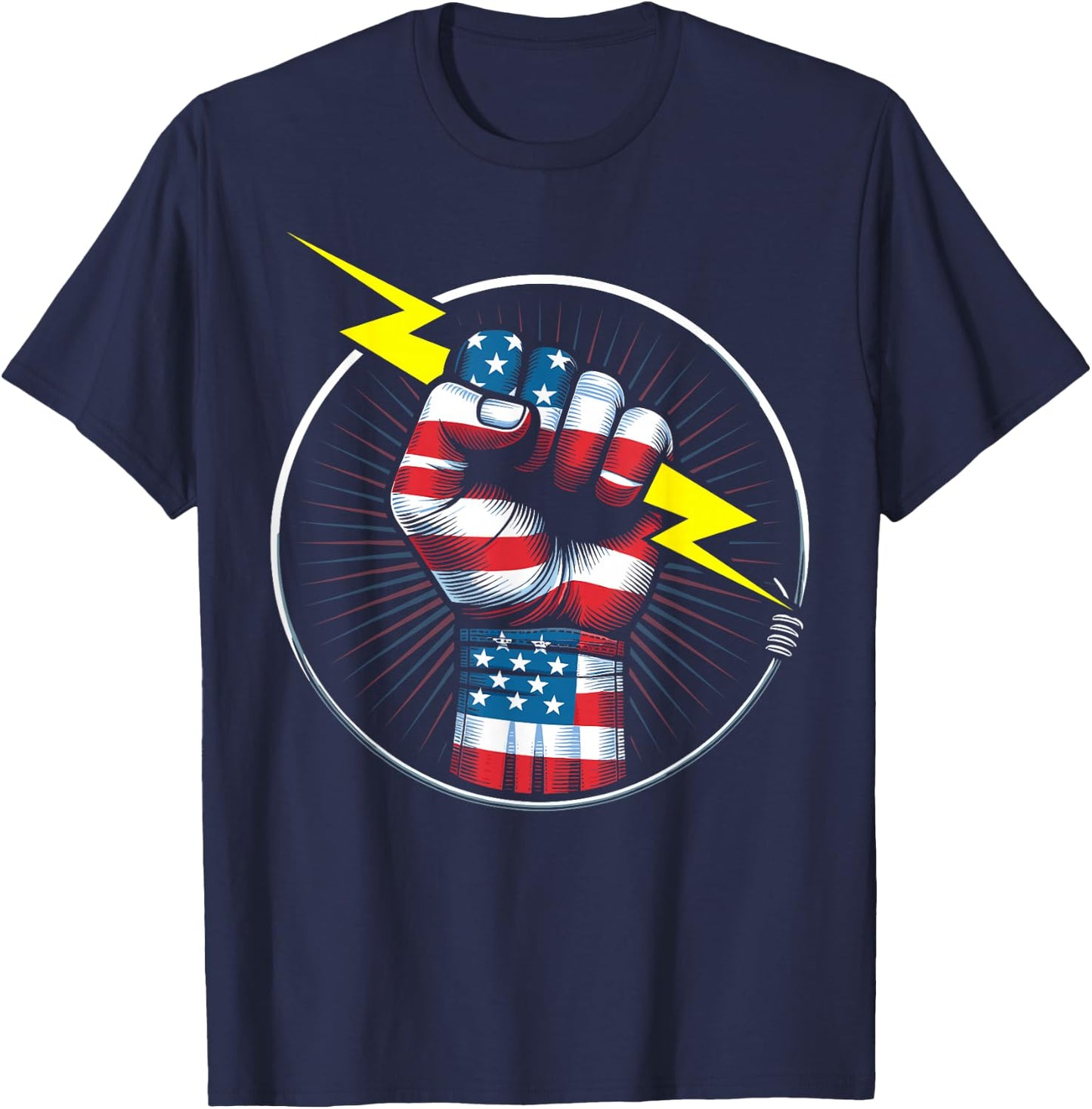 Electrician hero American flag electrical worker T-Shirt - T-Shirt | Navy