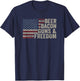 Beer Bacon Guns & Freedom - BBQ Vintage USA Flag Drinking T-Shirt - T-Shirt | Navy