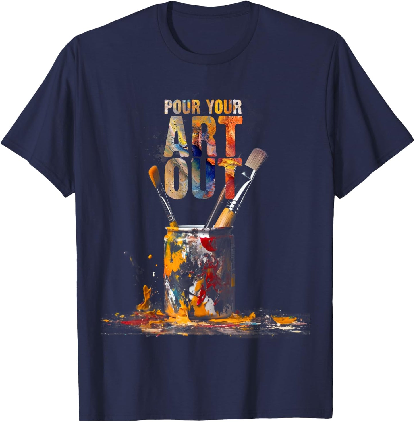 Vintage Cat Gift Store Artist Art Make Art Painter Teacher Artsy Gift T-Shirt - T-Shirt | Navy