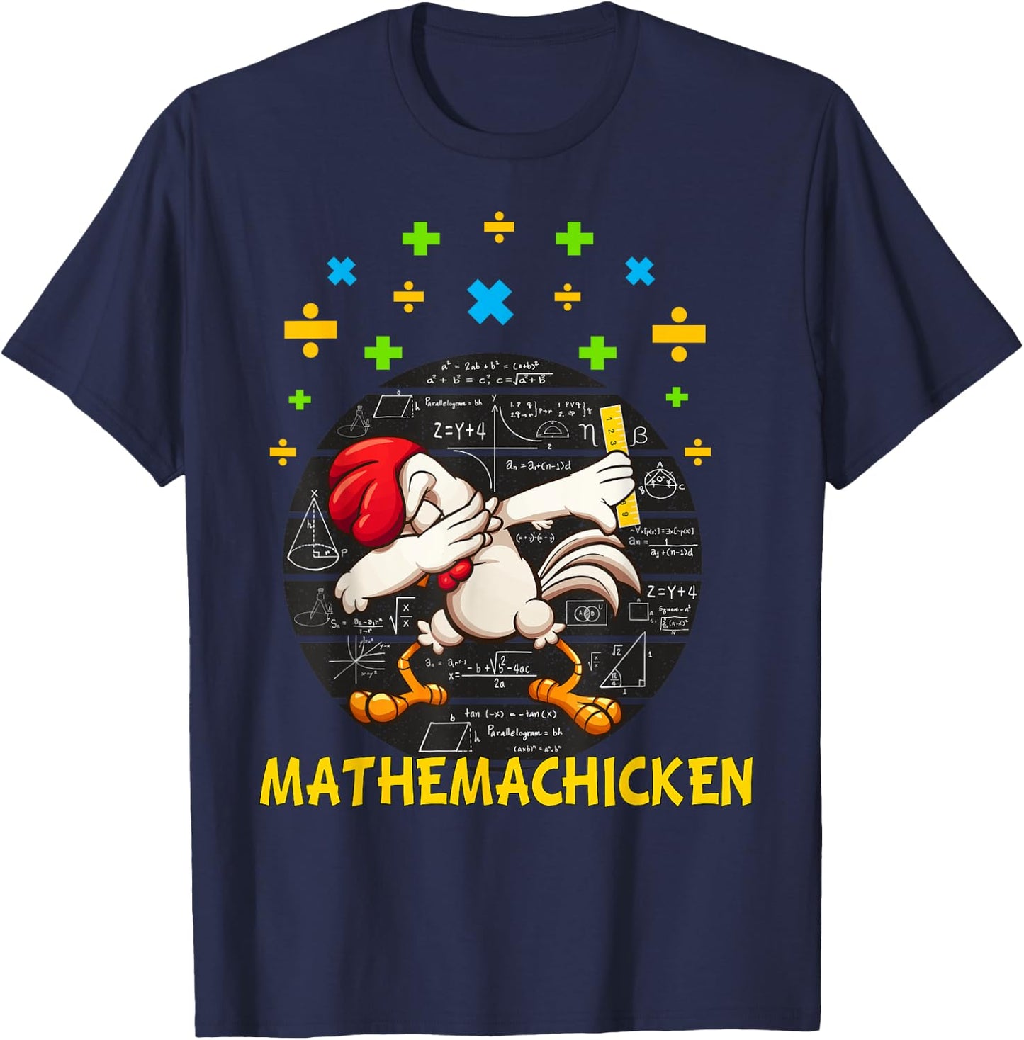 Mathemachicken rooster dabbing Funny for Math Lovers T-Shirt - T-Shirt | Navy