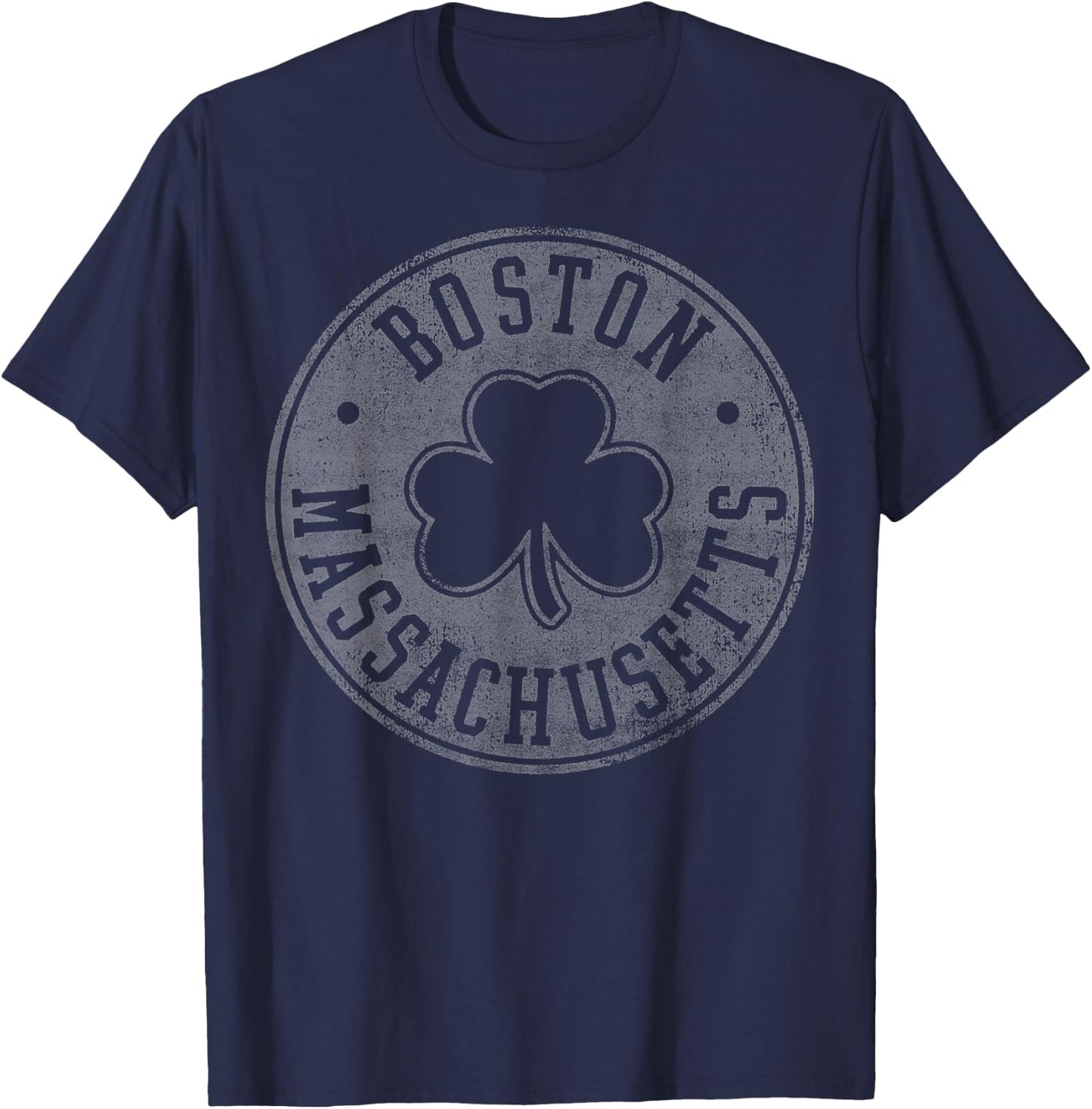 Boston Massachusetts Shamrock Logo T-Shirt - T-Shirt | Navy