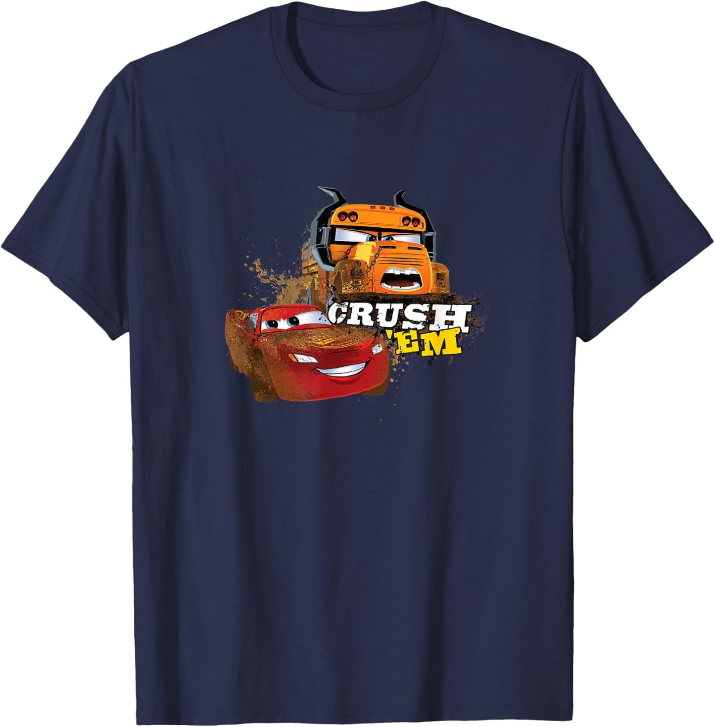 Disney Pixar Cars Crush 'Em Miss Fritter & McQueen Shot T-Shirt - T-Shirt | Navy