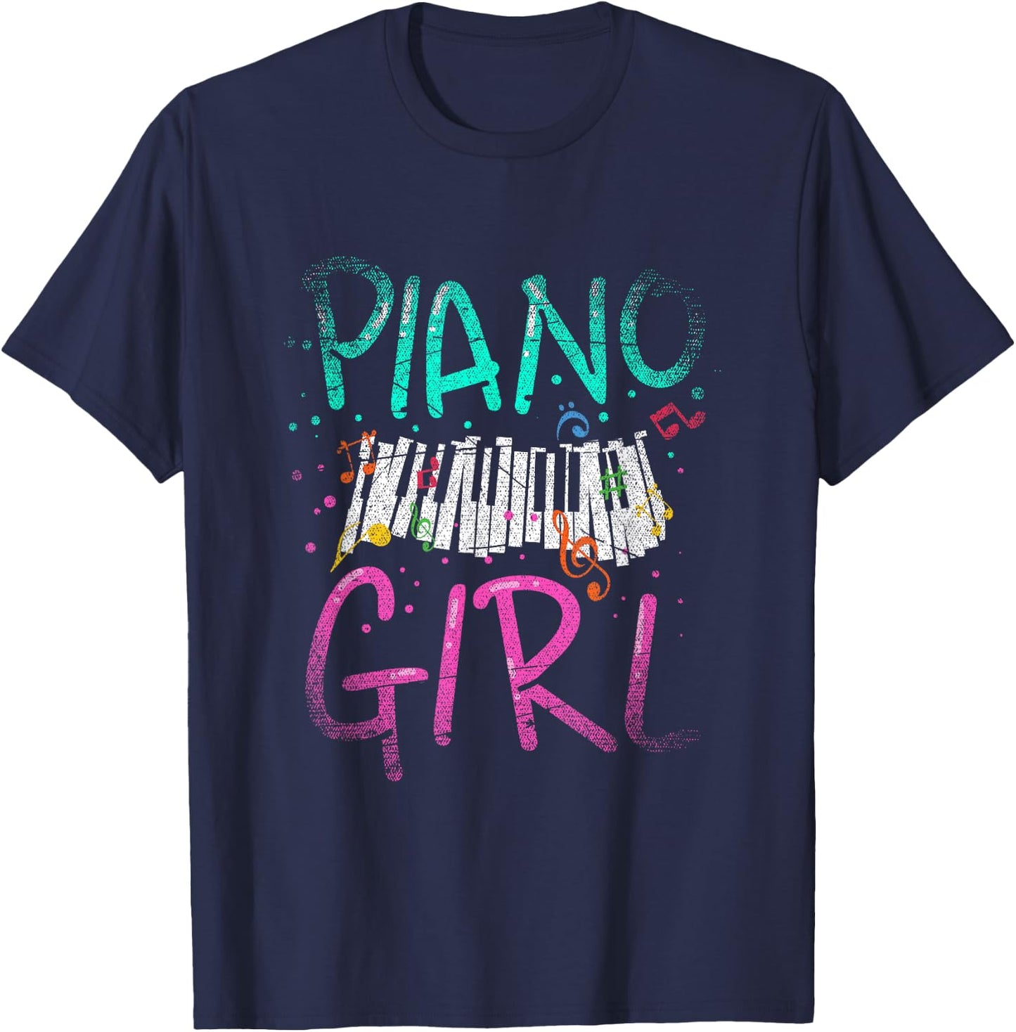 Piano Girl Piano T-Shirt - T-Shirt | Navy