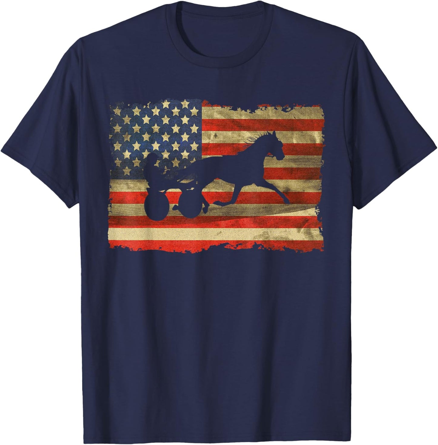 USA Harness Racing Love Equestrian Horse Racing I'd Rather Be at the Track Trotter T-Shirt - T-Shirt | Navy