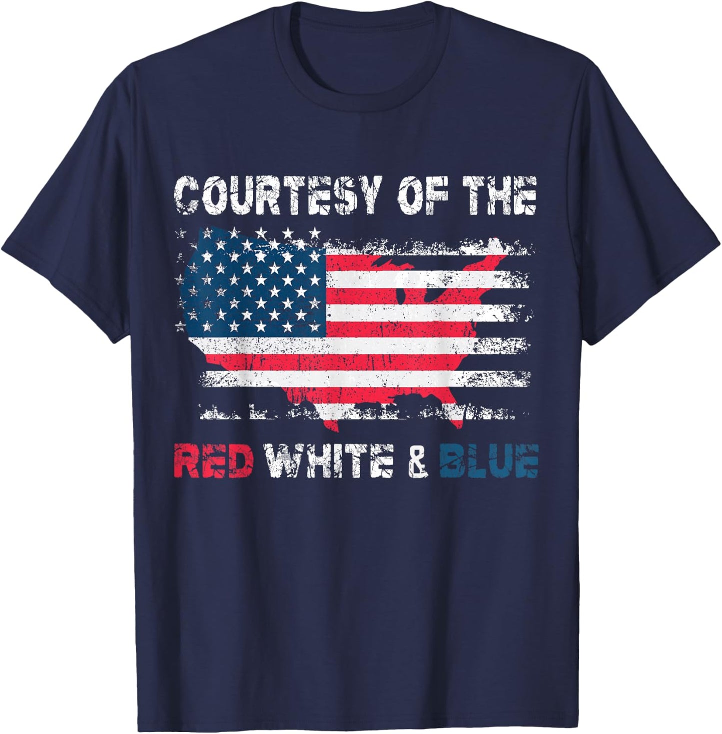 Courtesy of The Red White and Blue Vintage America US Flag T-Shirt - T-Shirt | Navy