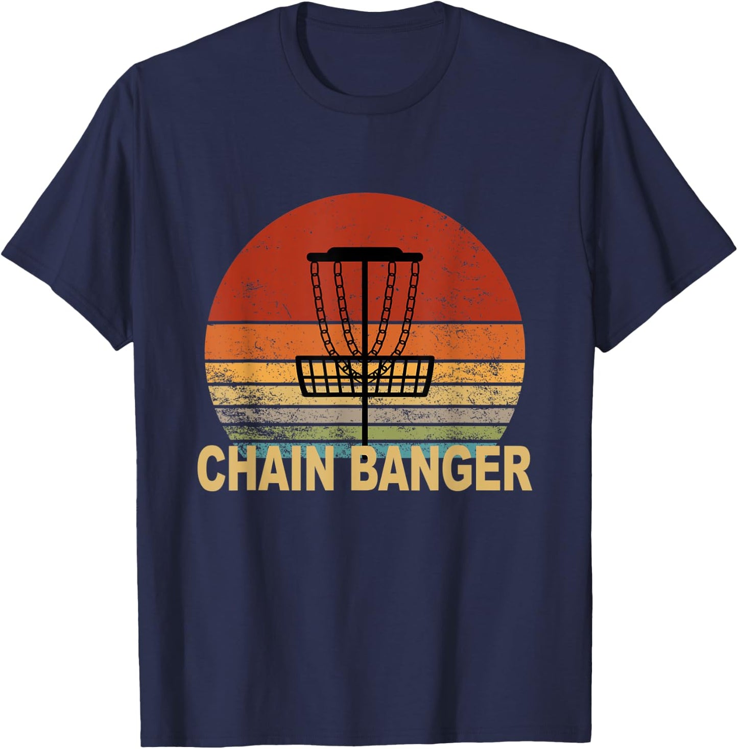 Vintage Disc Golf Dad Funny Chain Banger Basket T-Shirt - T-Shirt | Navy