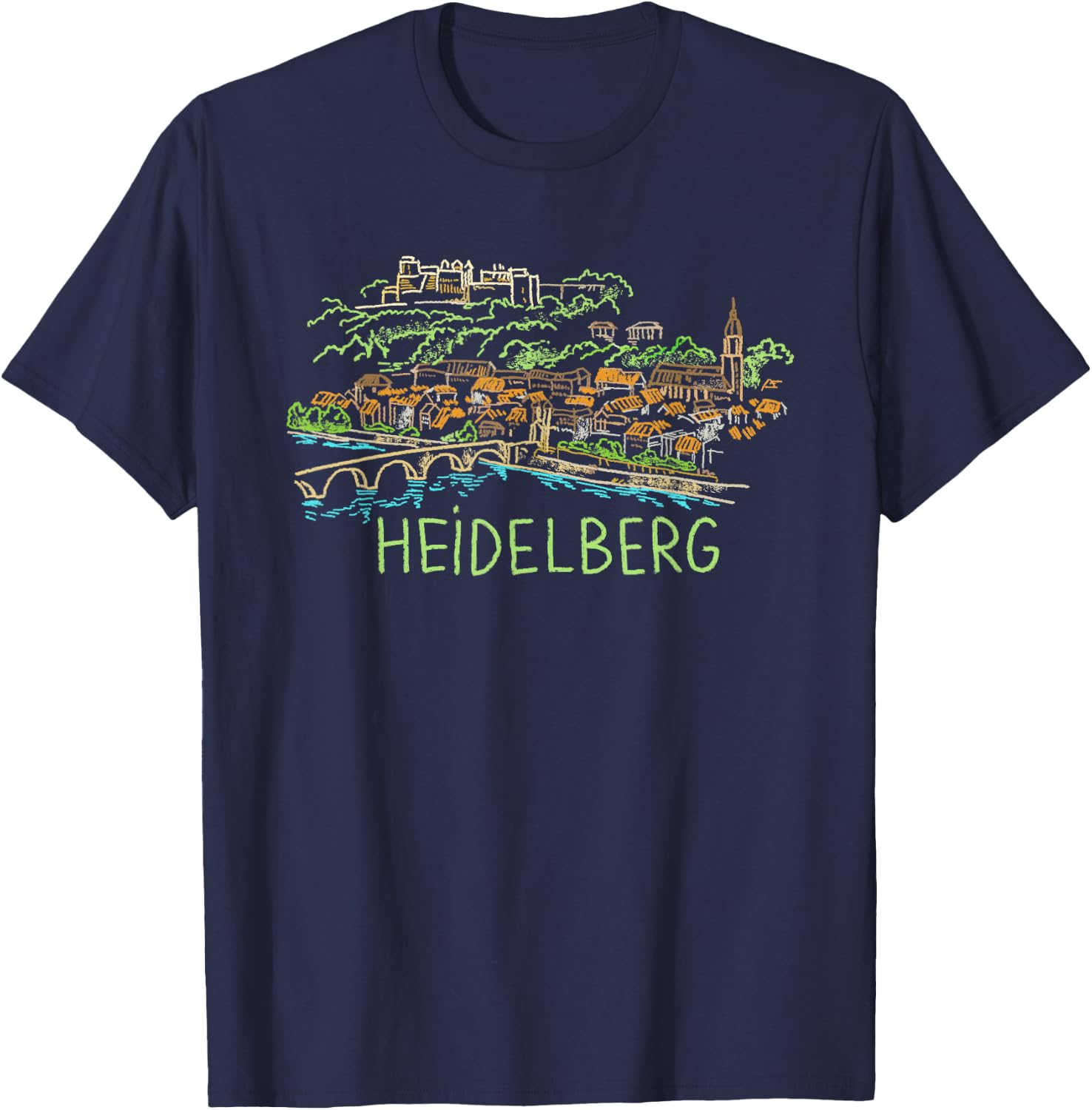 Heidelberg Germany Art Gift Men Women T-Shirt - T-Shirt | Navy