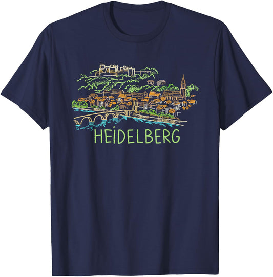 Heidelberg Germany Art Gift Men Women T-Shirt - T-Shirt | Navy
