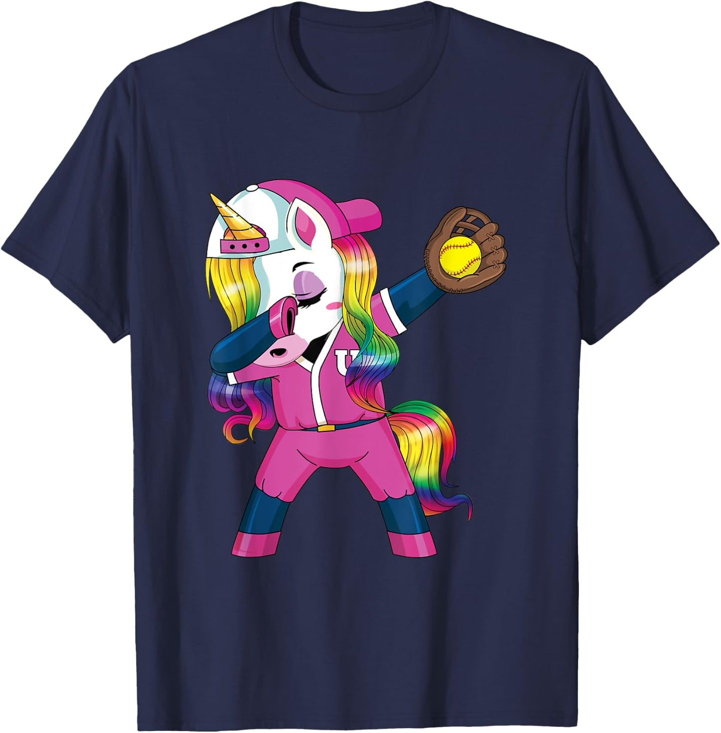 Dabbing Unicorn Softball Gift Girls Women T-Shirt - T-Shirt | Navy