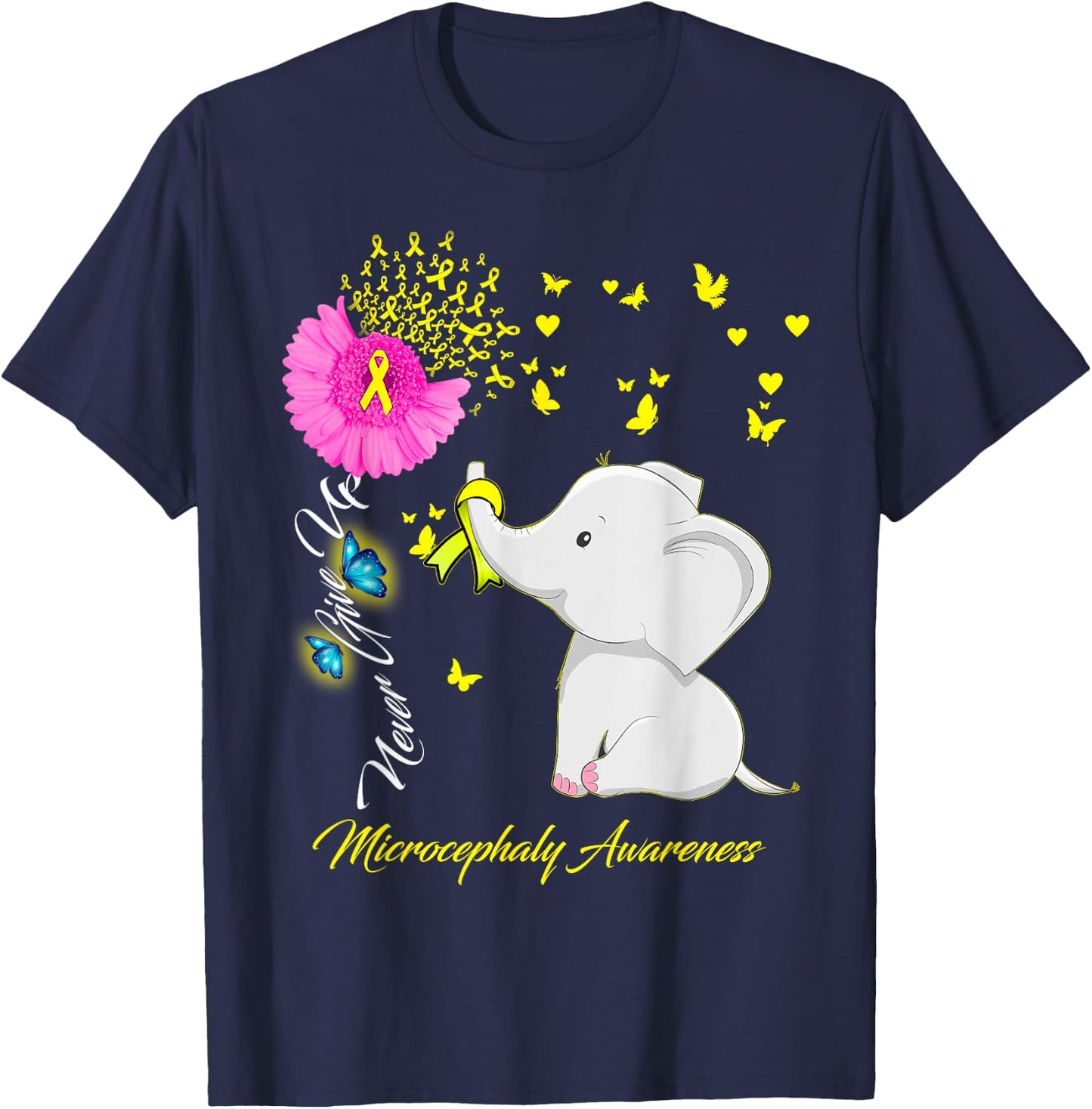 Elephant Microcephaly Awareness - Microcephaly Ribbon Gifts T-Shirt - T-Shirt | Navy