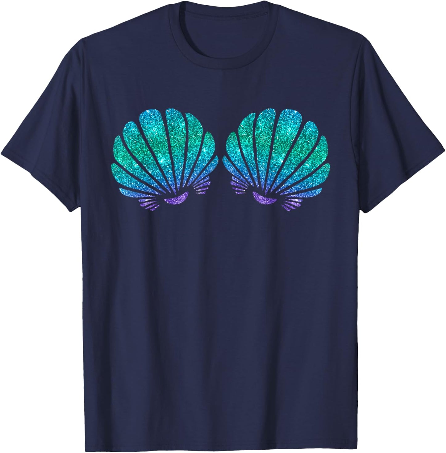 Mermaid Sea Shell Bra Costume T-Shirt - T-Shirt | Navy