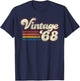 Vintage Retro Birthday 1968 55 Birthday Black Adult Classic Fit Short Sleeve T-Shirt - T-Shirt | Navy