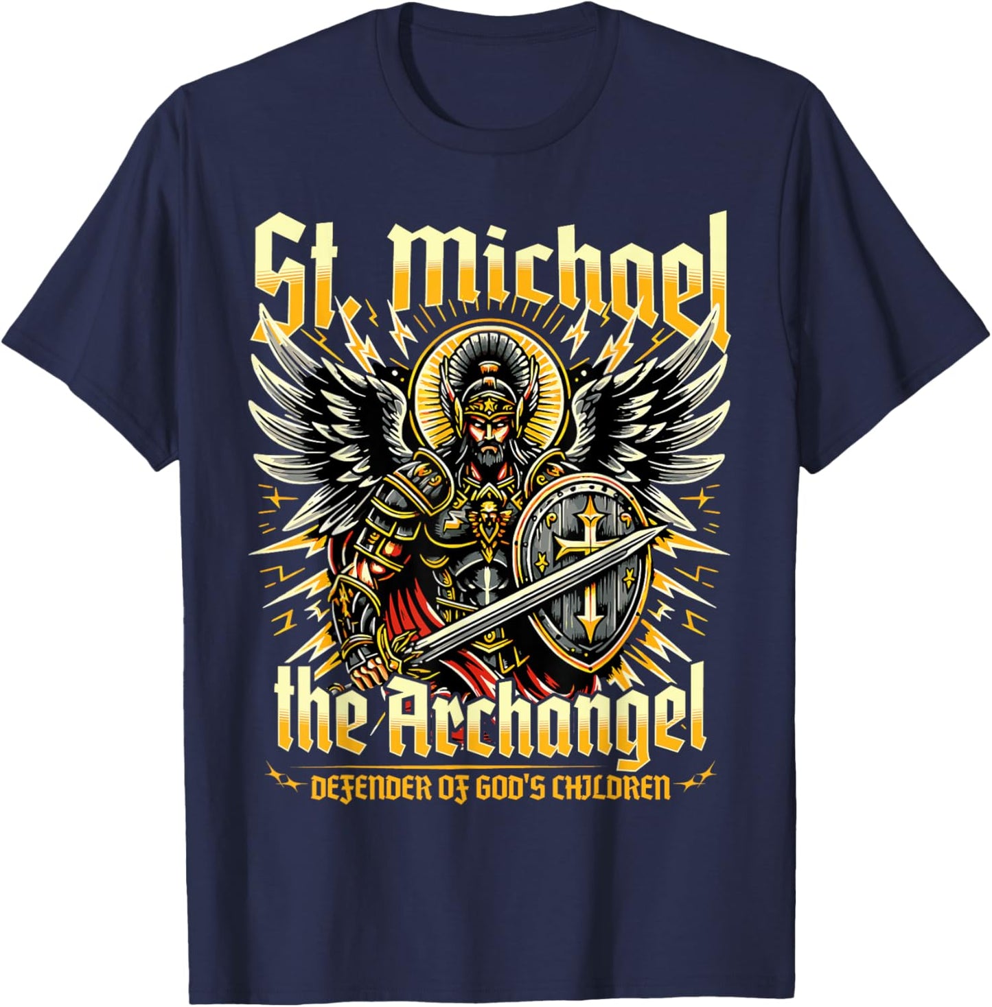 St. Michael the Archangel Defender of God's Children T-Shirt - T-Shirt | Navy