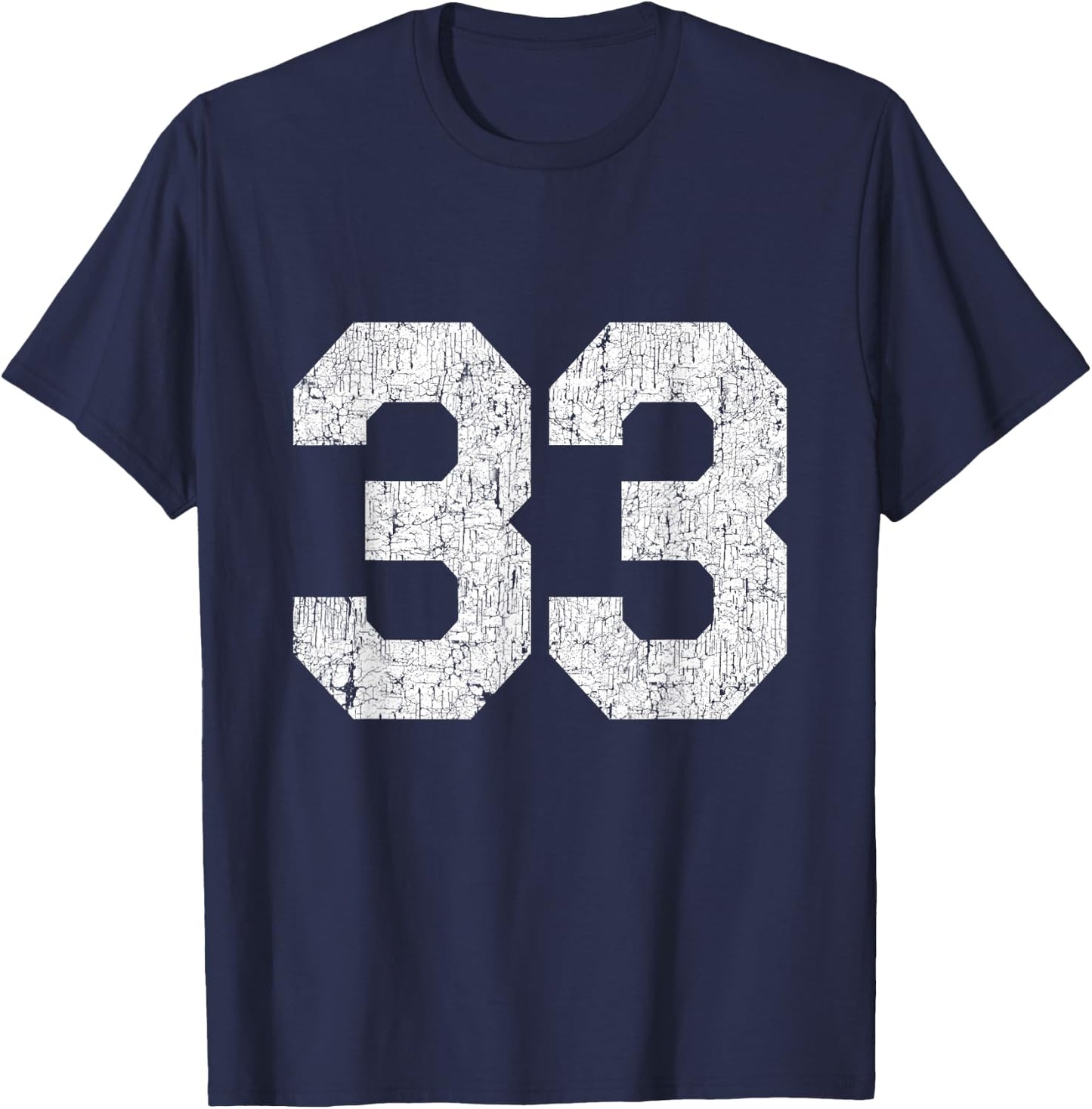 #33 Jersey Uniform Varsity Sports Number, 33rd Birthday T-Shirt - T-Shirt | Navy