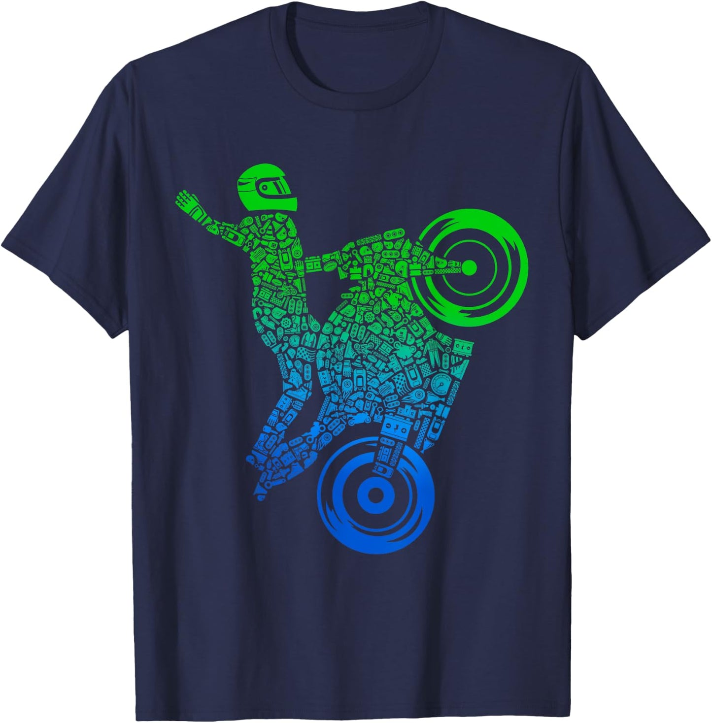 Sportbike Motorcycle Rider Stunt Sports Bike Motorcycle T-Shirt - T-Shirt | Navy