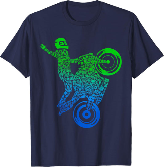 Sportbike Motorcycle Rider Stunt Sports Bike Motorcycle T-Shirt - T-Shirt | Navy
