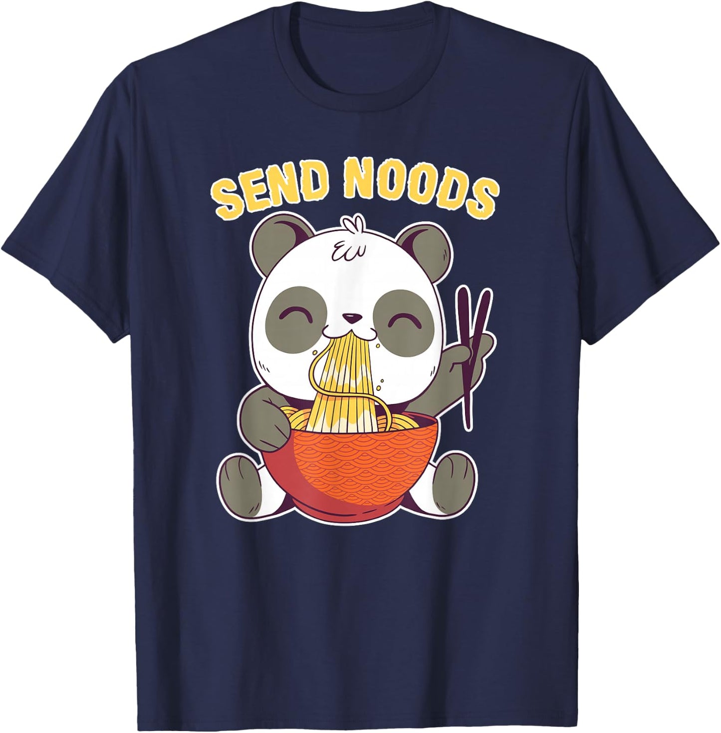 Send Noods Funny Ramen Noodle Panda T-Shirt - T-Shirt | Navy