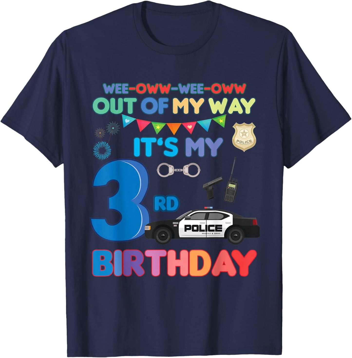 Out of my way it's my 3rd birthday Police kids boy T-Shirt - T-Shirt | Navy