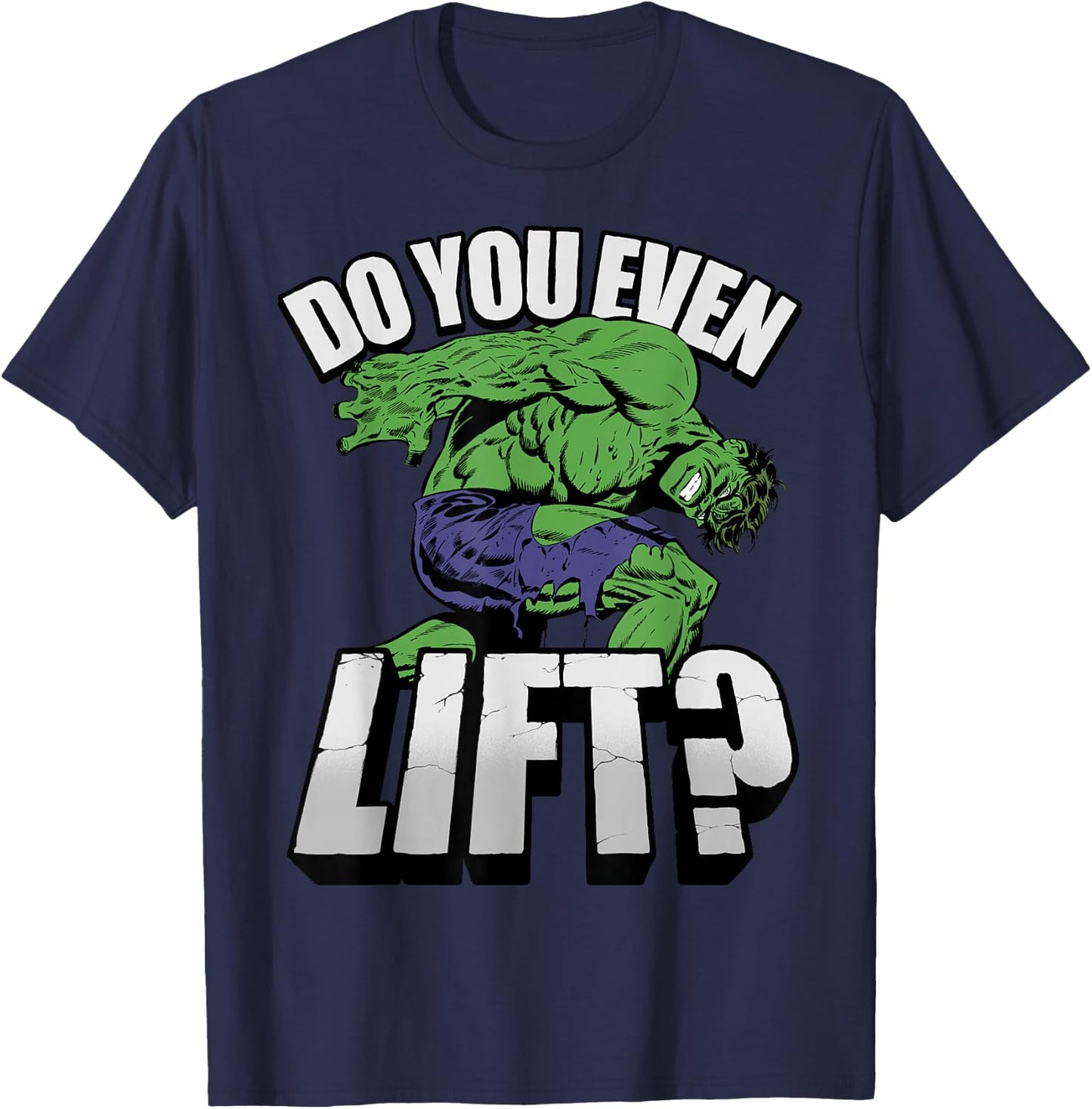 Marvel Hulk Do You Even Lift? Retro Portrait T-Shirt - T-Shirt | Navy