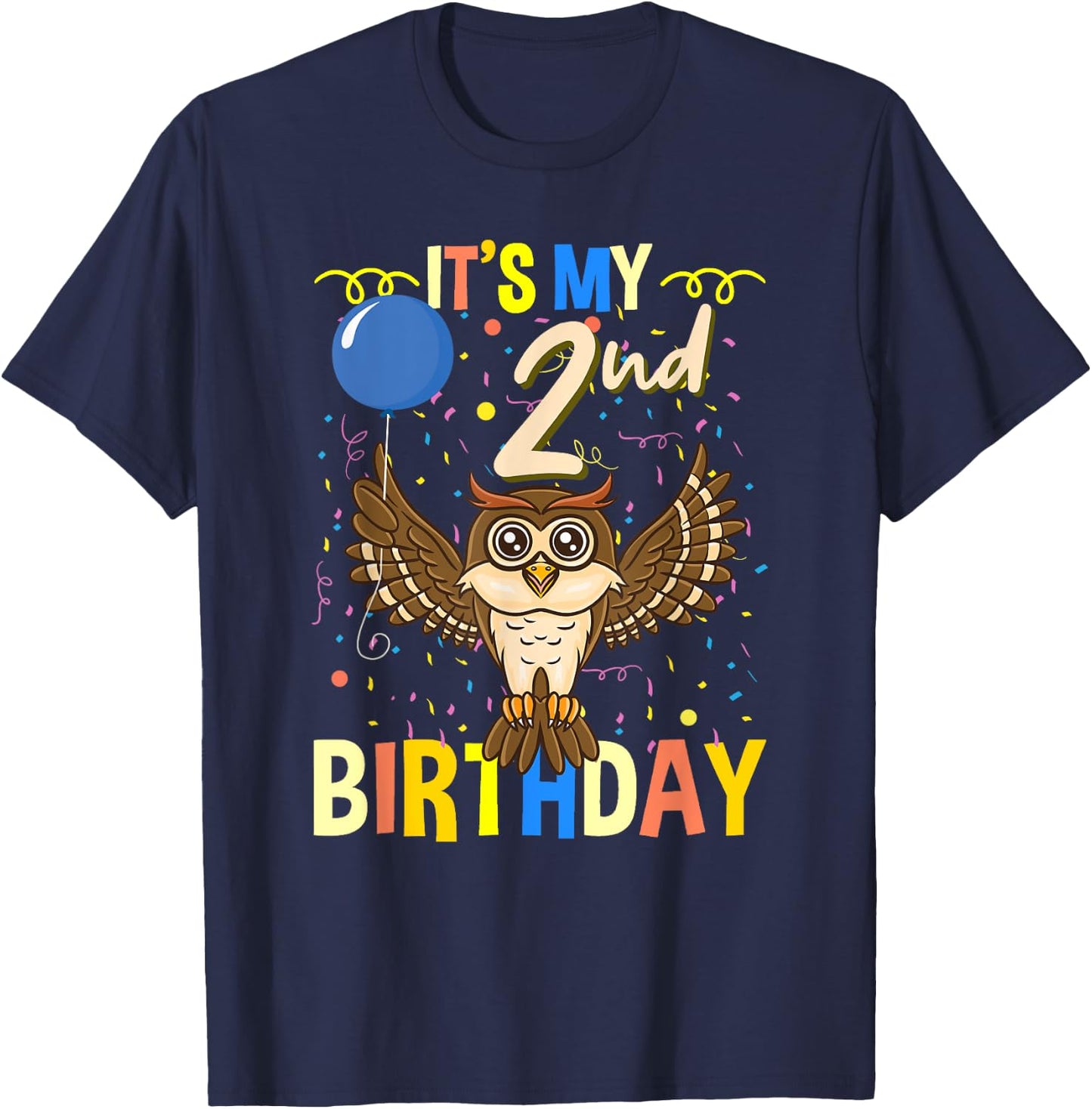 Its My 2nd Birthday Owl Bird T-Shirt - T-Shirt | Navy