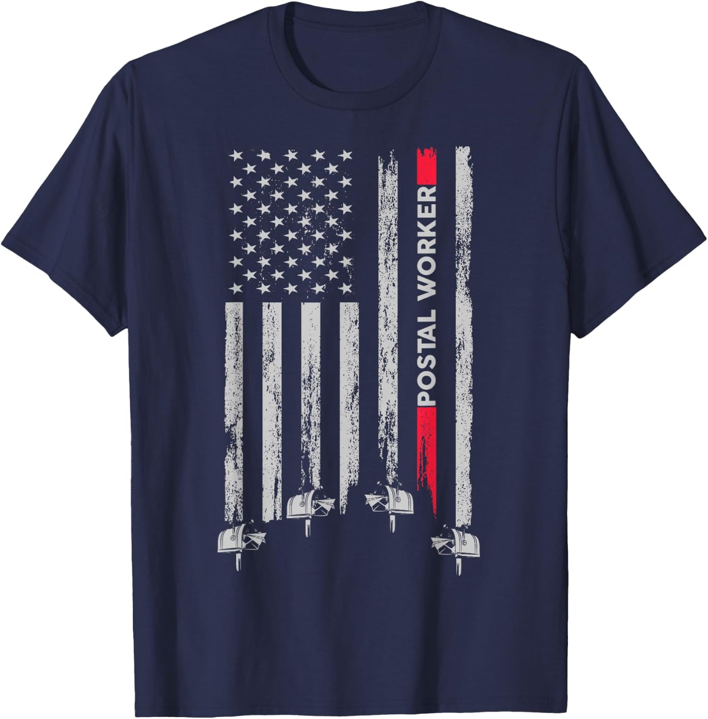 Postal Worker Vintage USA American Flag US Postal T-Shirt - T-Shirt | Navy