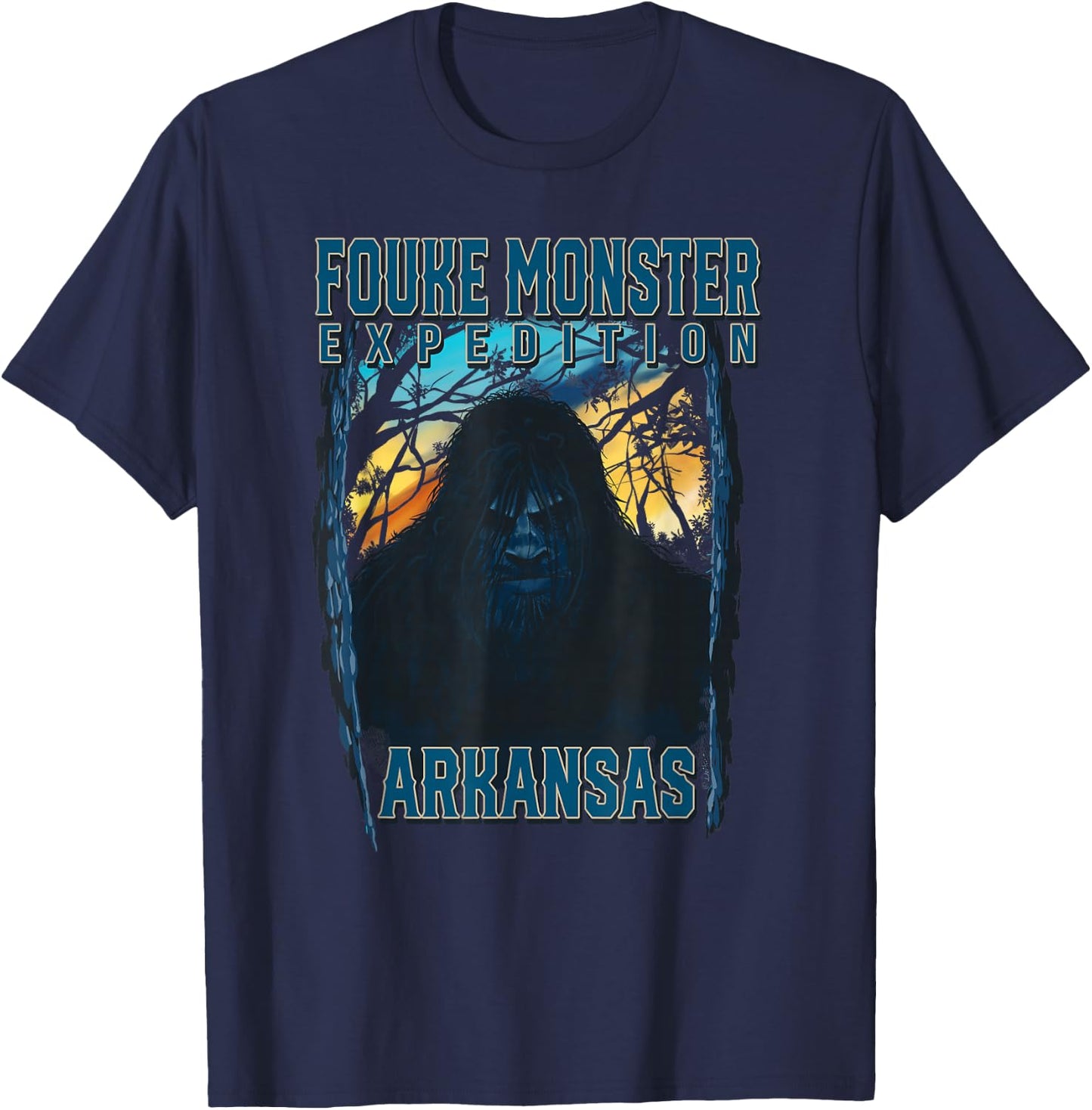Fouke Monster Expedition Arkansas Boggy Creek Monster T-Shirt - T-Shirt | Navy