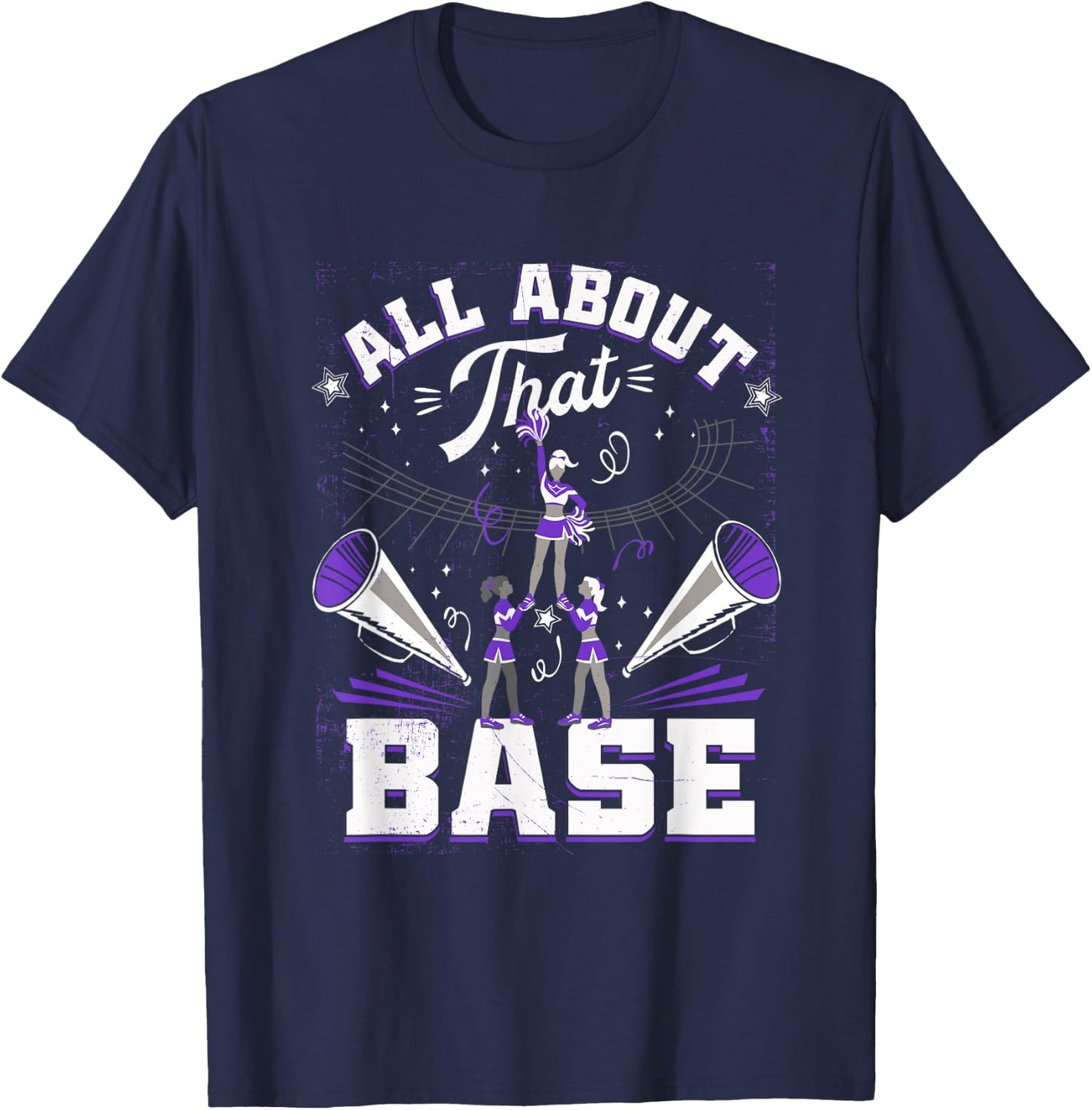 Funny Cheerleading All About That Base Cheer Leader Girls T-Shirt - T-Shirt | Navy
