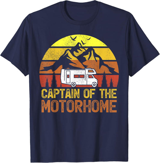 Retro Vintage RV Camping Captain Of The Motorhome Camper T-Shirt - T-Shirt | Navy