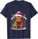 Highland Cow Santa Claus Hat - Cute Xmas Cow Christmas Lover T-Shirt - T-Shirt | Navy