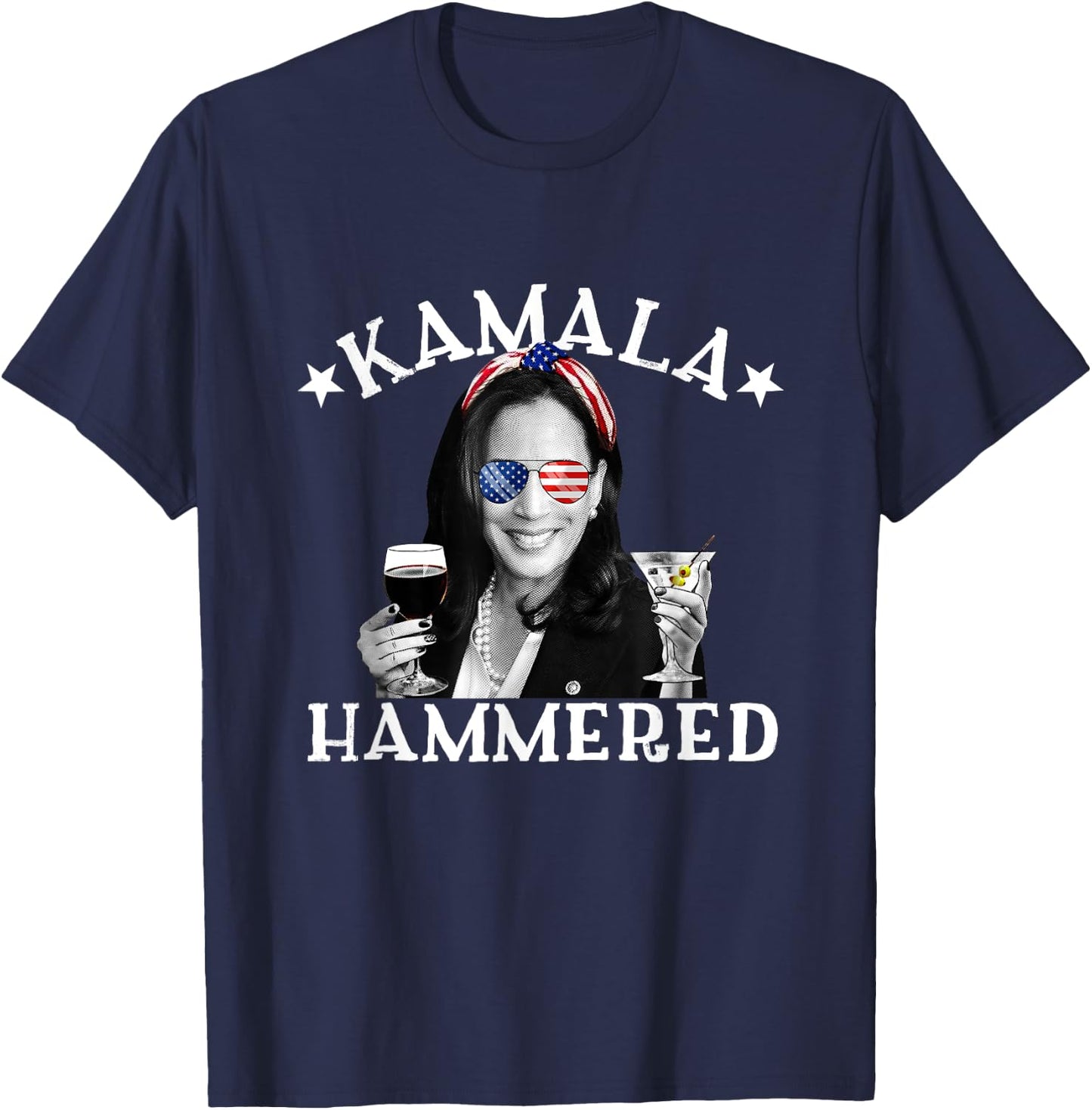 Kamala Hammered 4th Of July Drinking Vice President Harris Men T-Shirt - T-Shirt | Navy