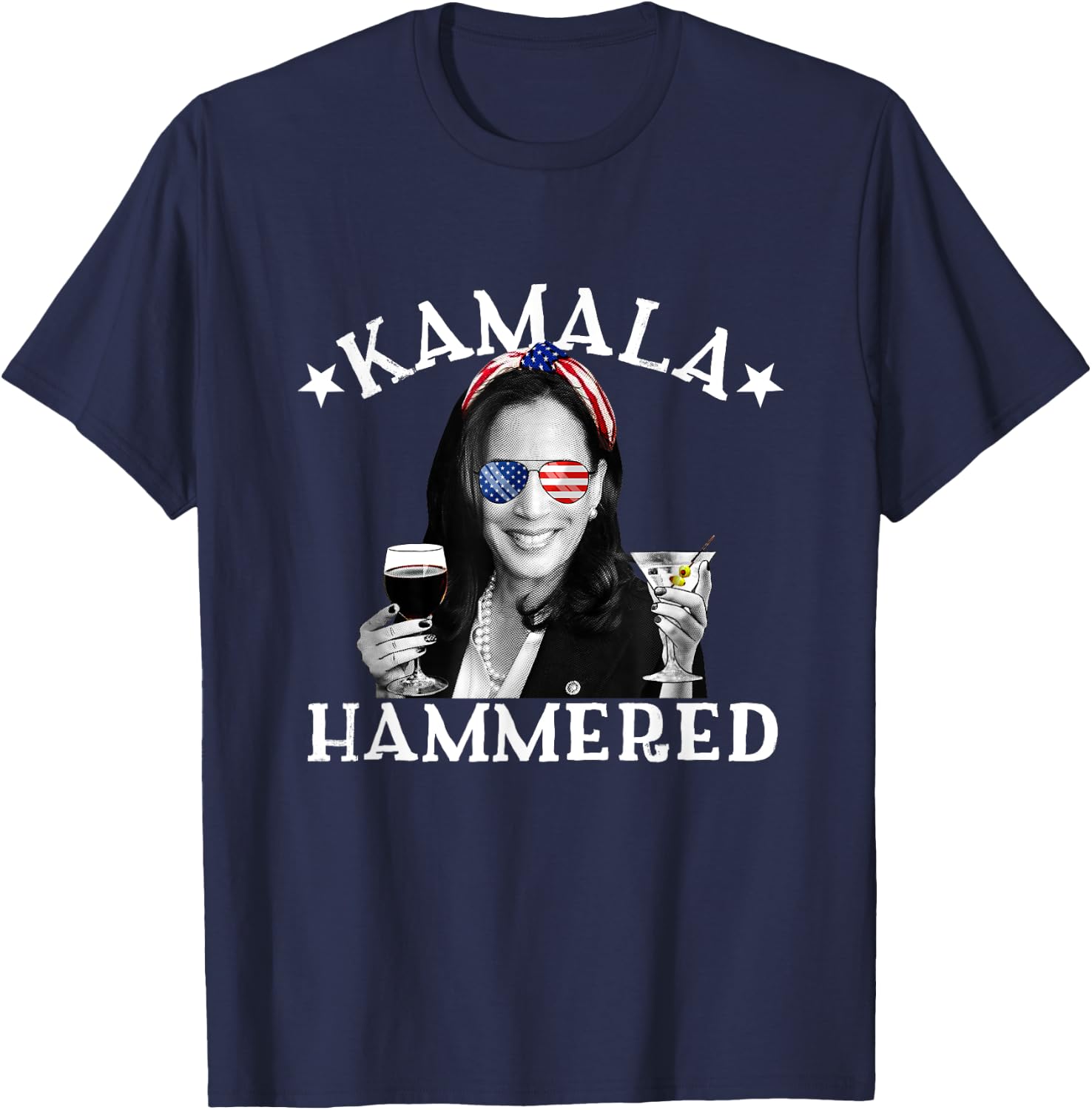 Kamala Hammered 4th Of July Drinking Vice President Harris Men T-Shirt - T-Shirt | Navy