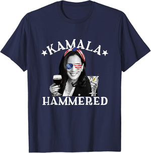 Kamala Hammered 4th Of July Drinking Vice President Harris Men T-Shirt - T-Shirt | Navy