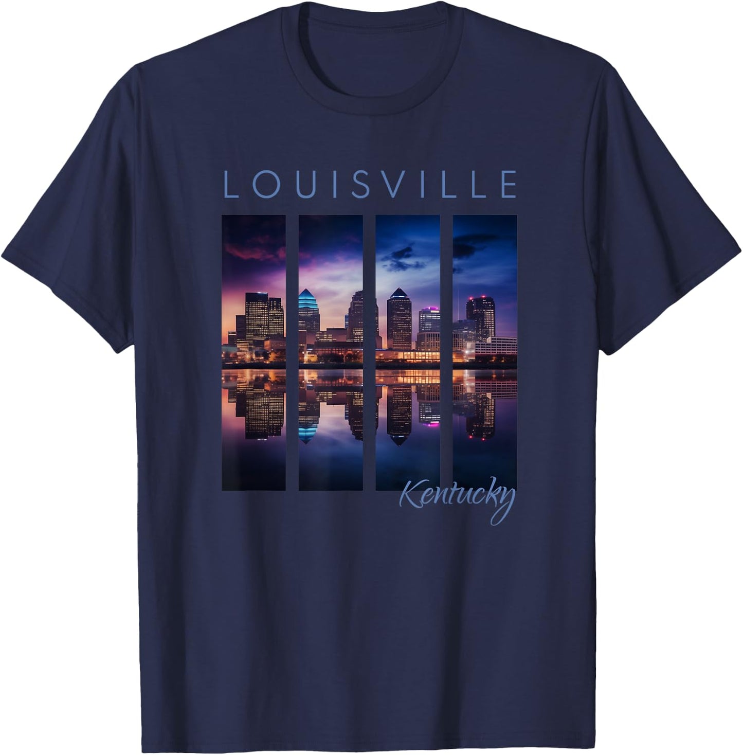 Louisville Kentucky Downtown Skyline Art Ky Bluegrass State T-Shirt - T-Shirt | Navy