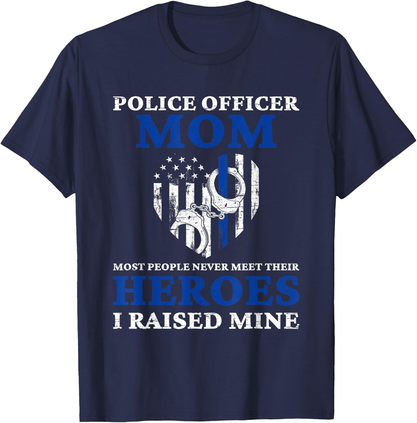 Police Officer Mom - Blue Line Police T-Shirt - T-Shirt | Navy