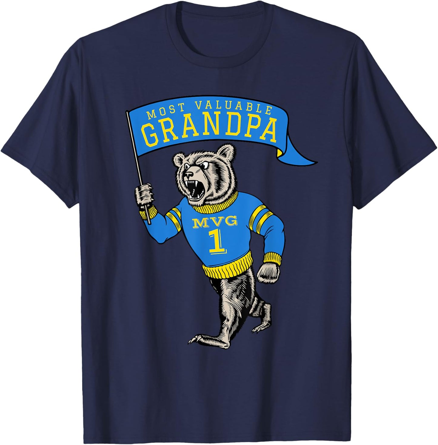 Funny Grandpa Most Valuable Number 1 Saying Grandfather T-Shirt - T-Shirt | Navy