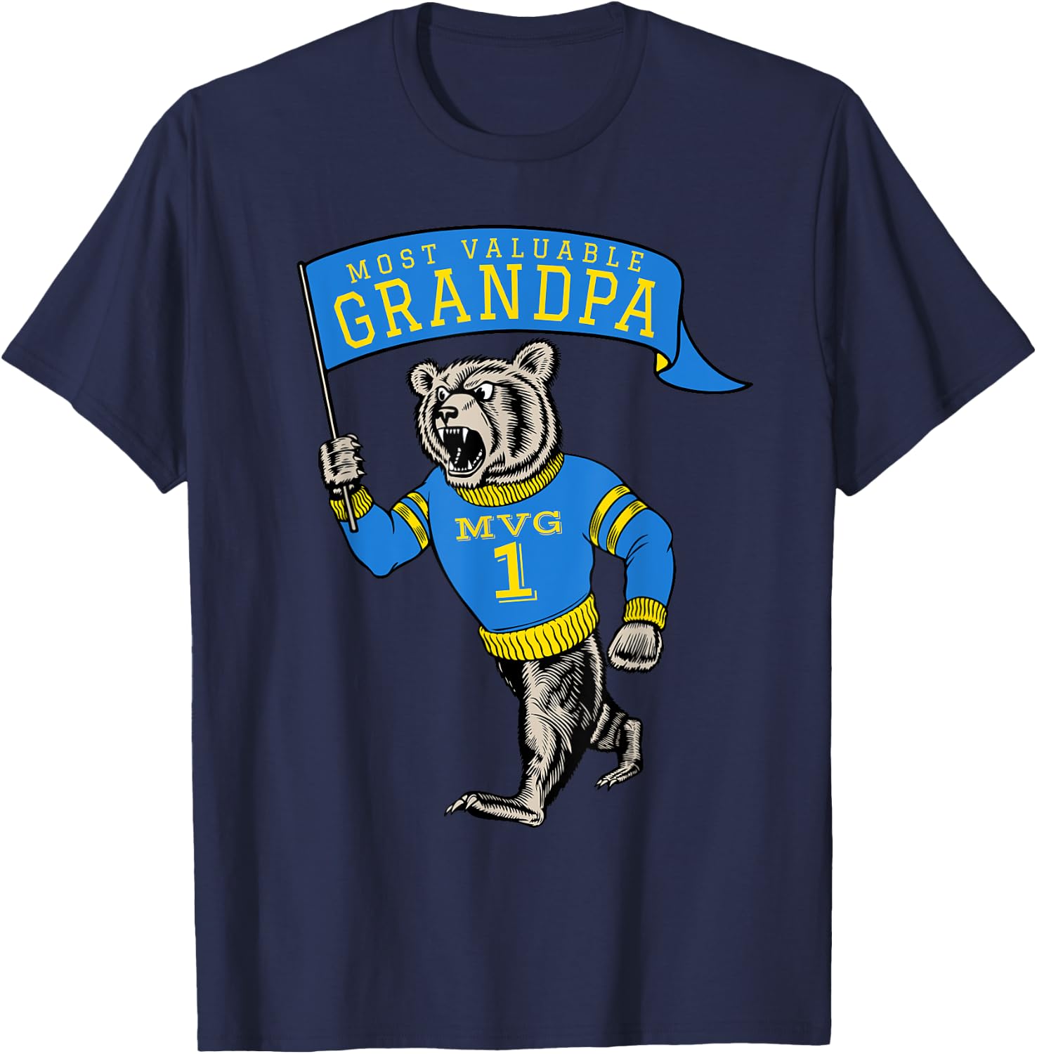 Funny Grandpa Most Valuable Number 1 Saying Grandfather T-Shirt - T-Shirt | Navy