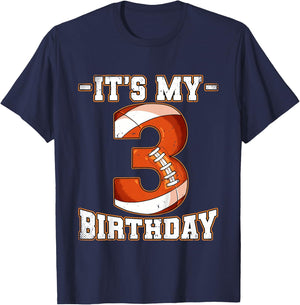 Kids 3rd Birthday Football T-Shirt - T-Shirt | Navy
