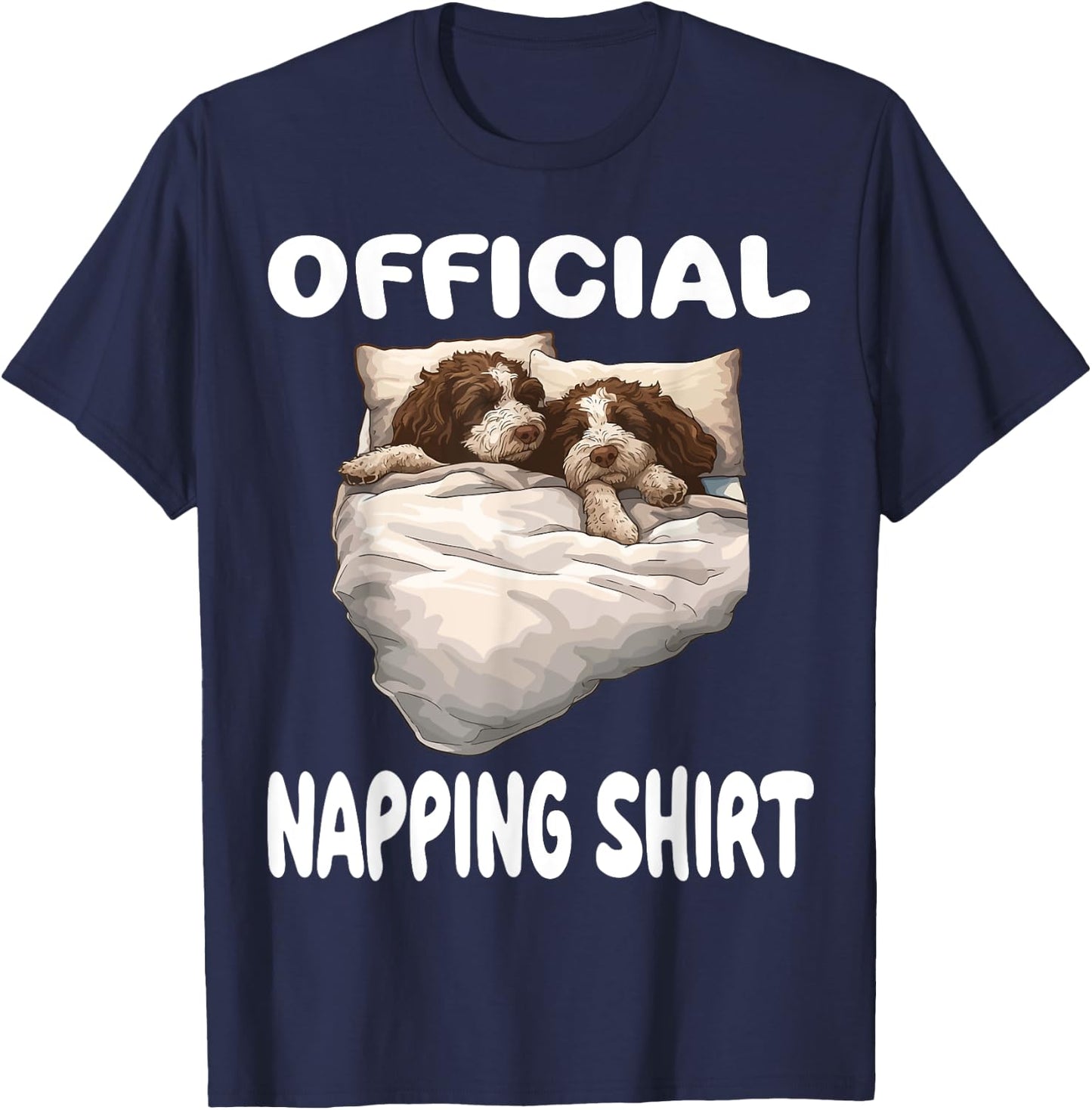 Lagotto Romagnolo Dog Official Napping shirt Pajamas Women Kids T-Shirt - T-Shirt | Navy