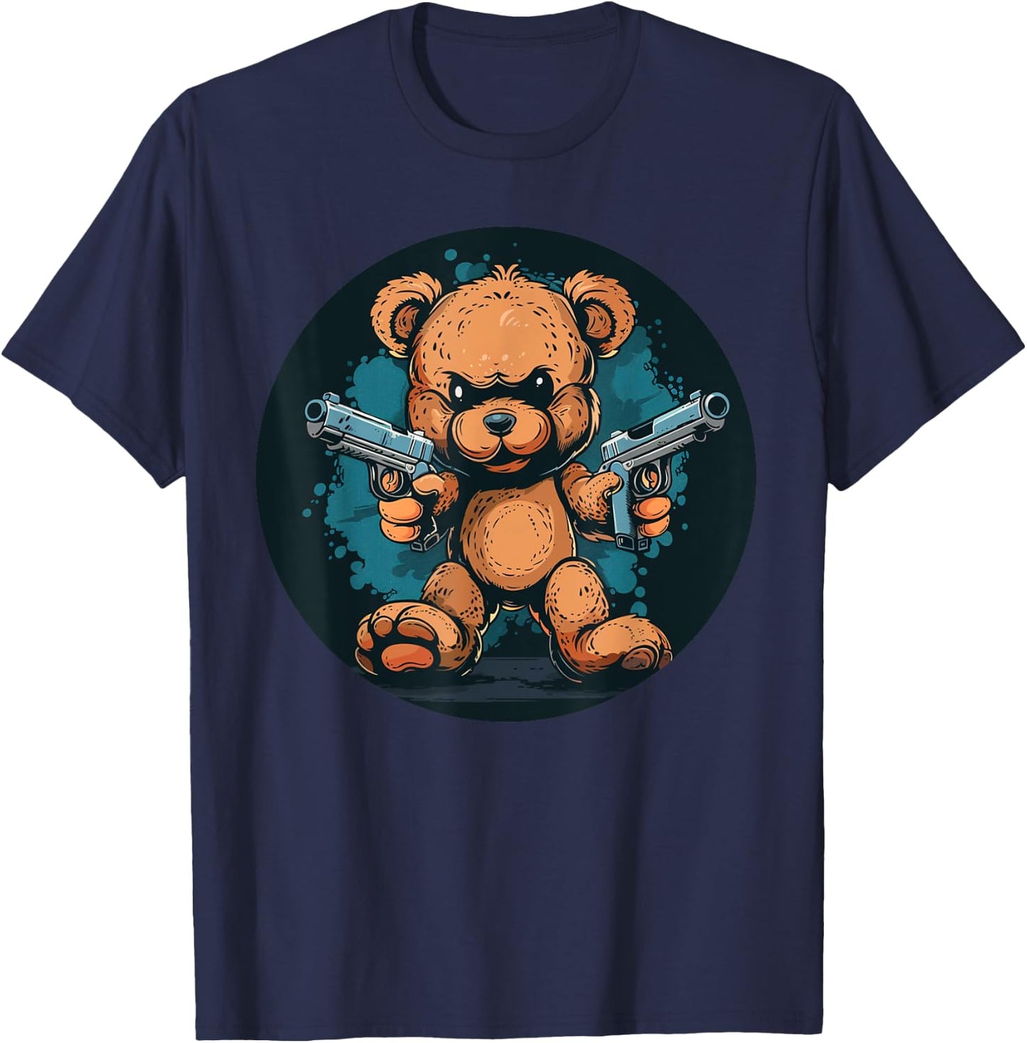 Funny akimbo Bear for Teddy and guns Lovers T-Shirt - T-Shirt | Navy