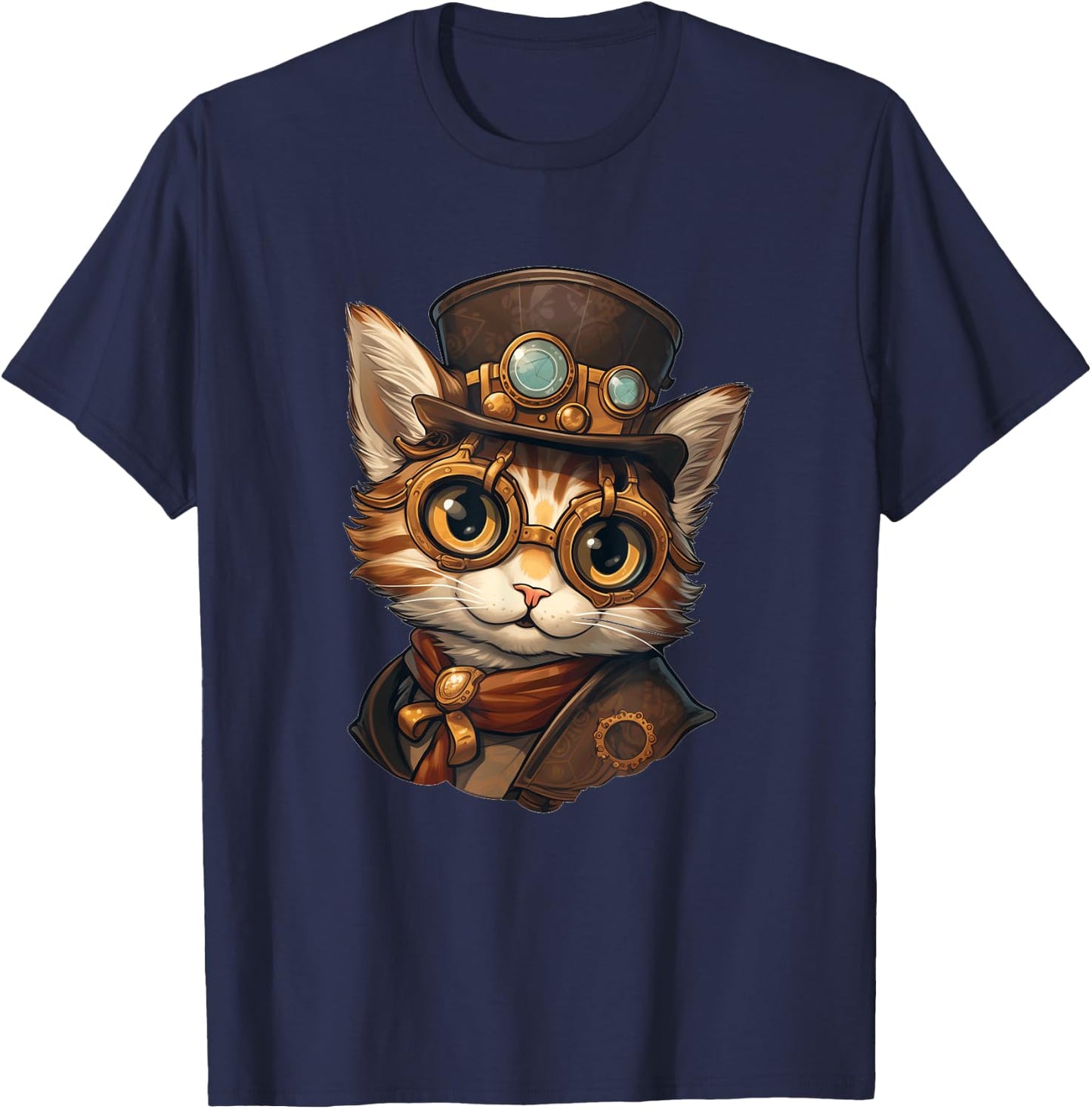 Steampunk Cat Women Men Kids Steampunk Kitten T-Shirt - T-Shirt | Navy